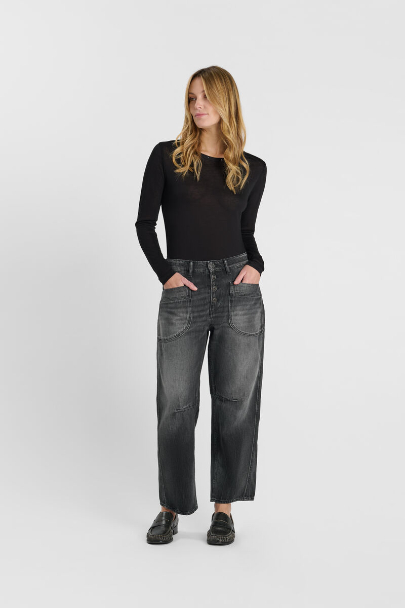 Jeans loose, large balloon , longueur 34 LE TEMPS DES CERISES Noir