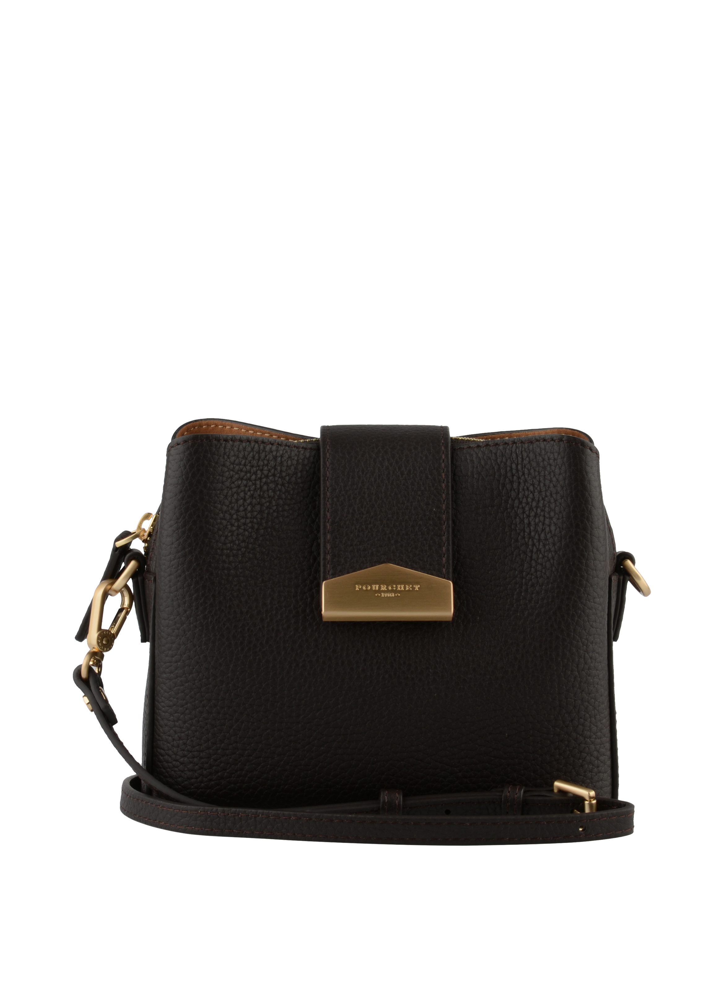 Crossbody bag in cowhide leather POURCHET Brown