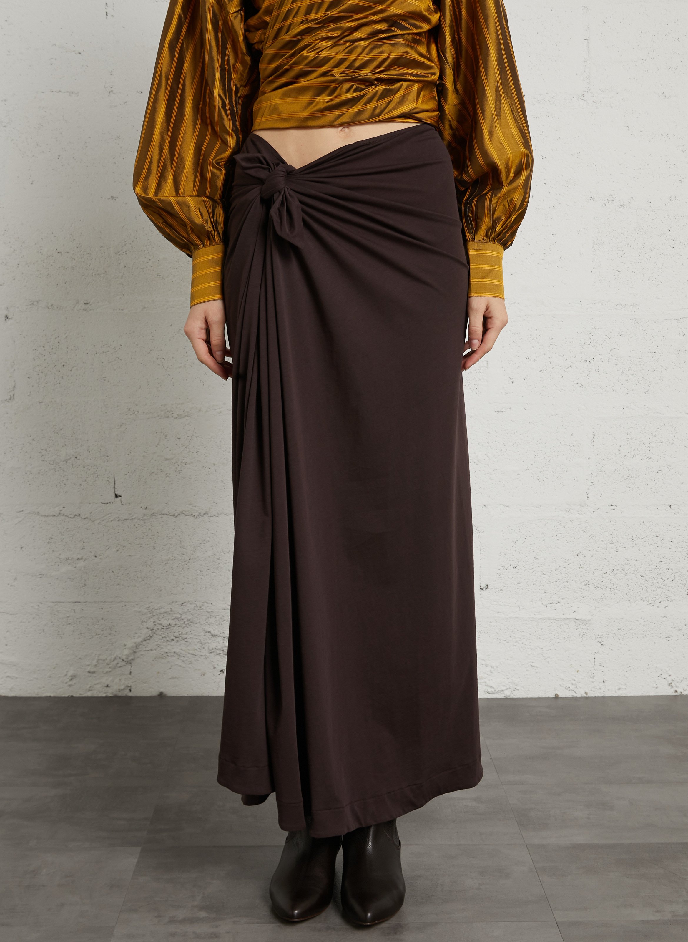 Jupe longue en coton bio SOEUR Marron