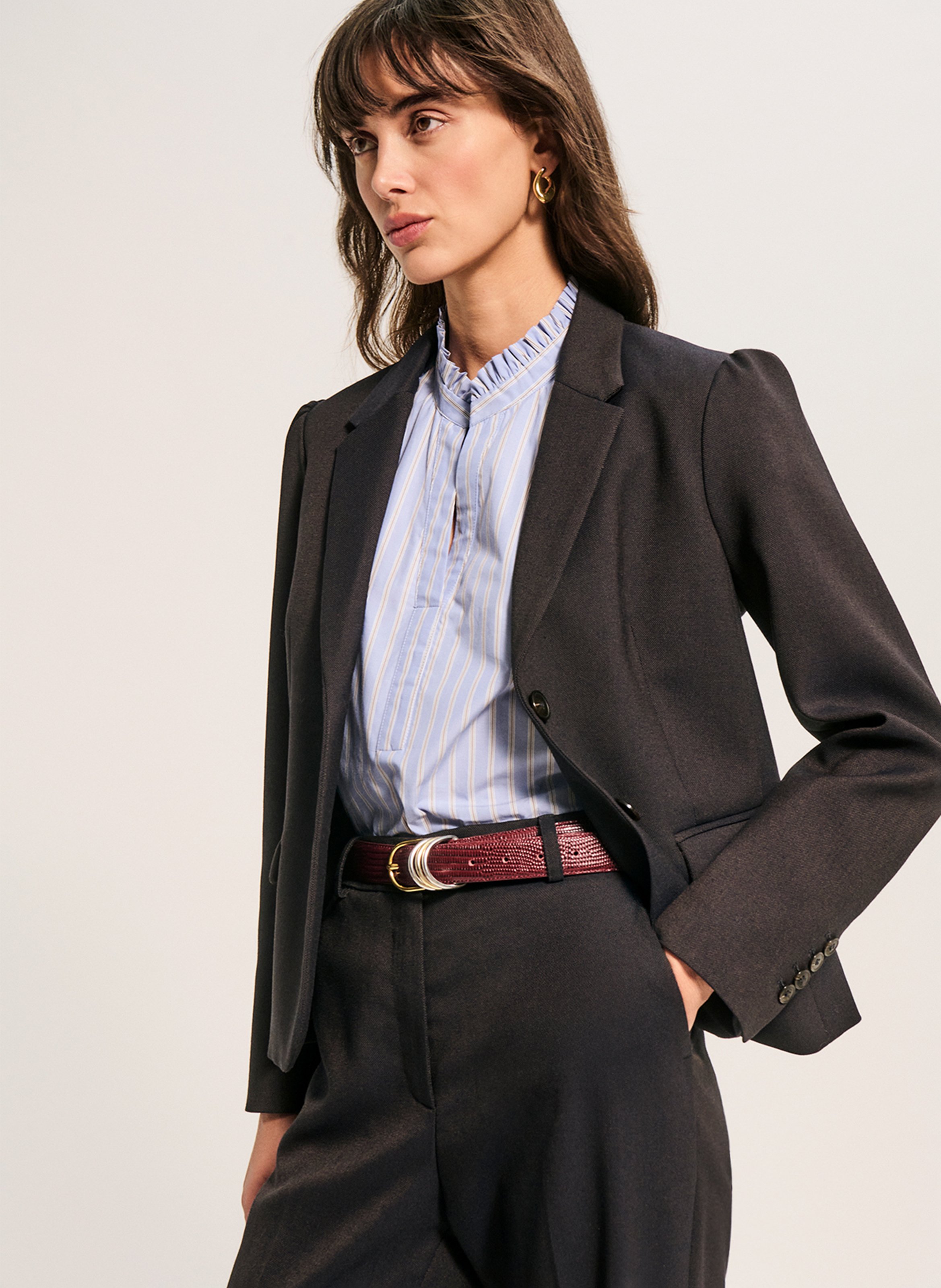 Blazer ajusté uni PABLO Marron
