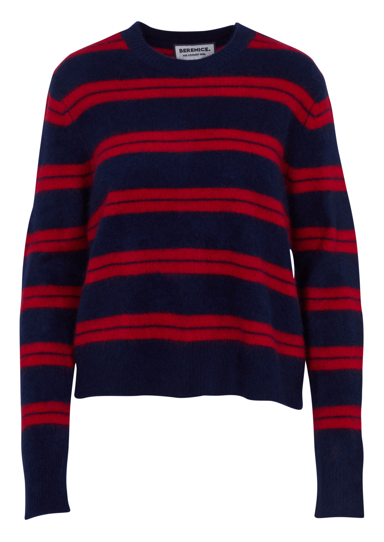 Gerader gestreifter Wollpullover BERENICE Blau