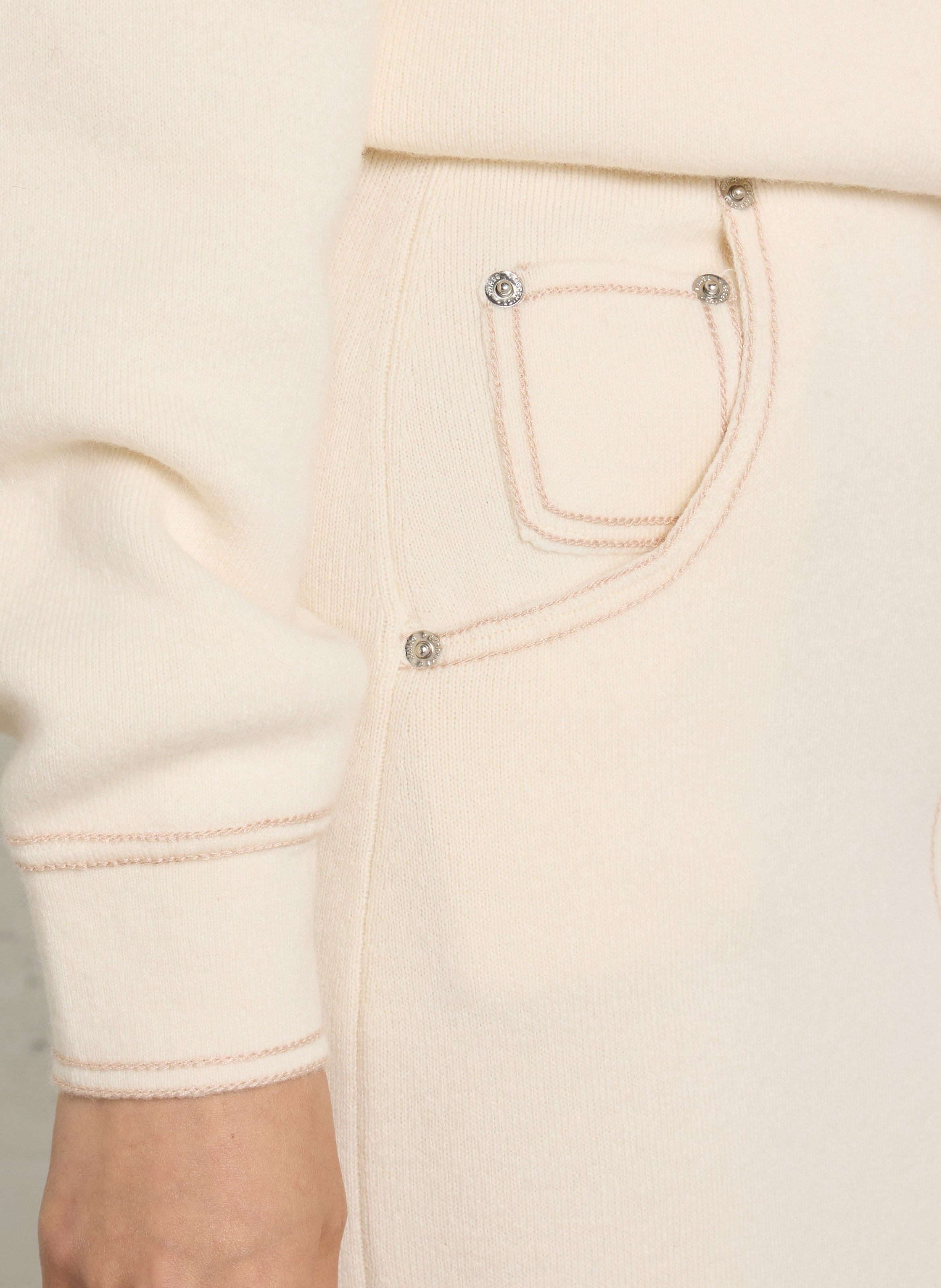 Midirok van wol met sierstiksels BERENICE Wit