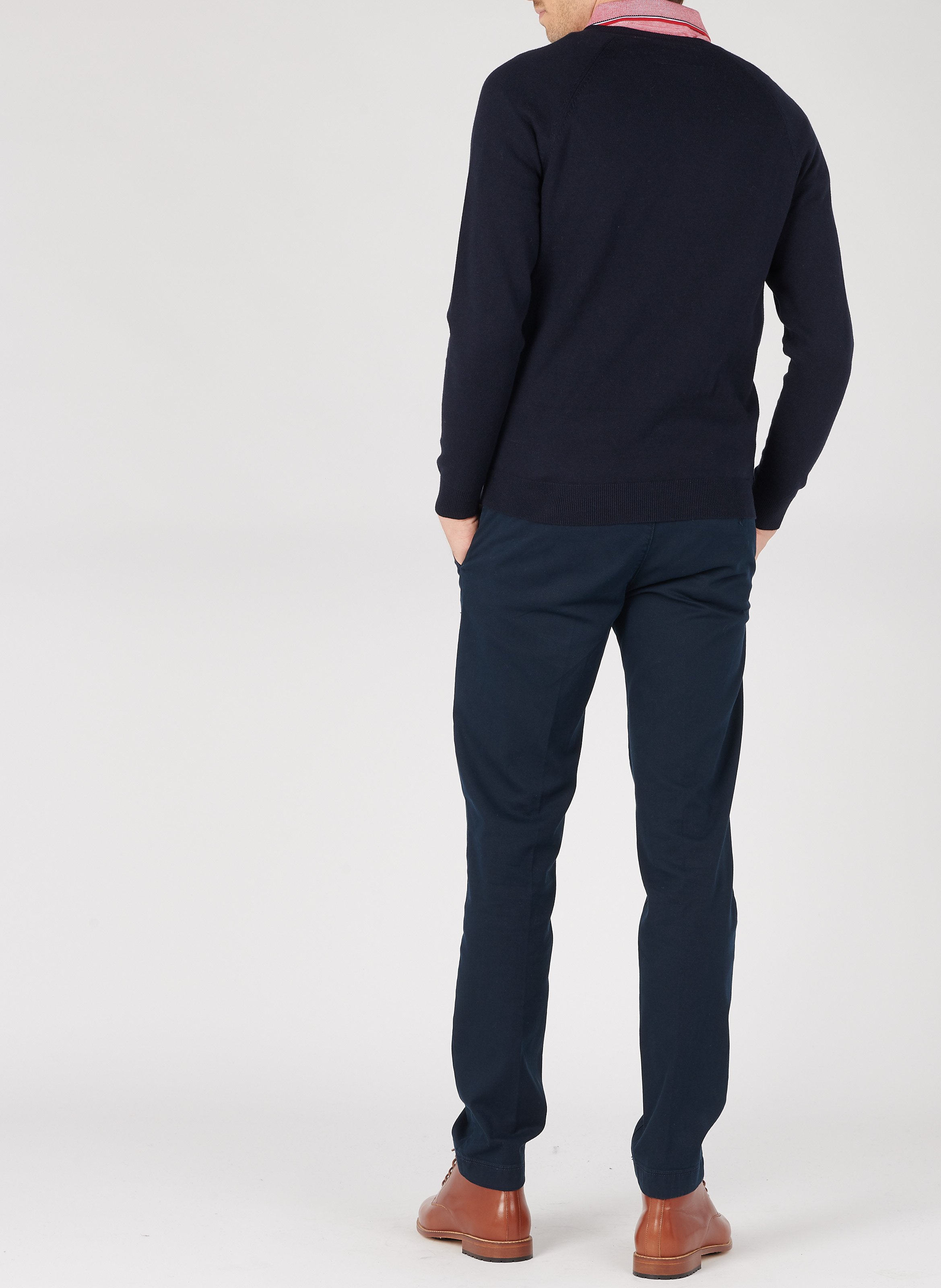 Slim-fit cotton-blend chinos Blue