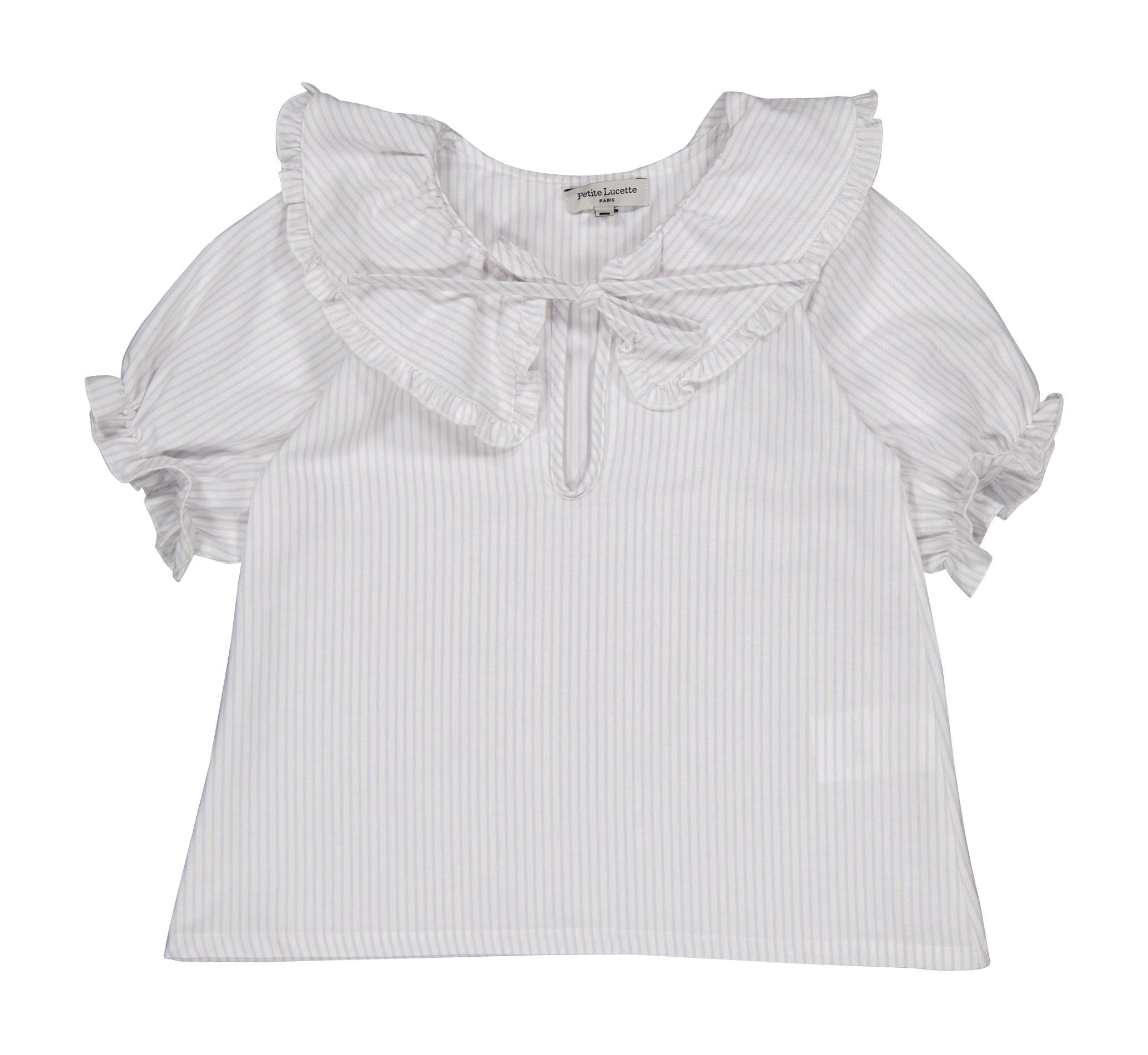 Blouse col claudine rayée en coton bio PETITE LUCETTE Blanc