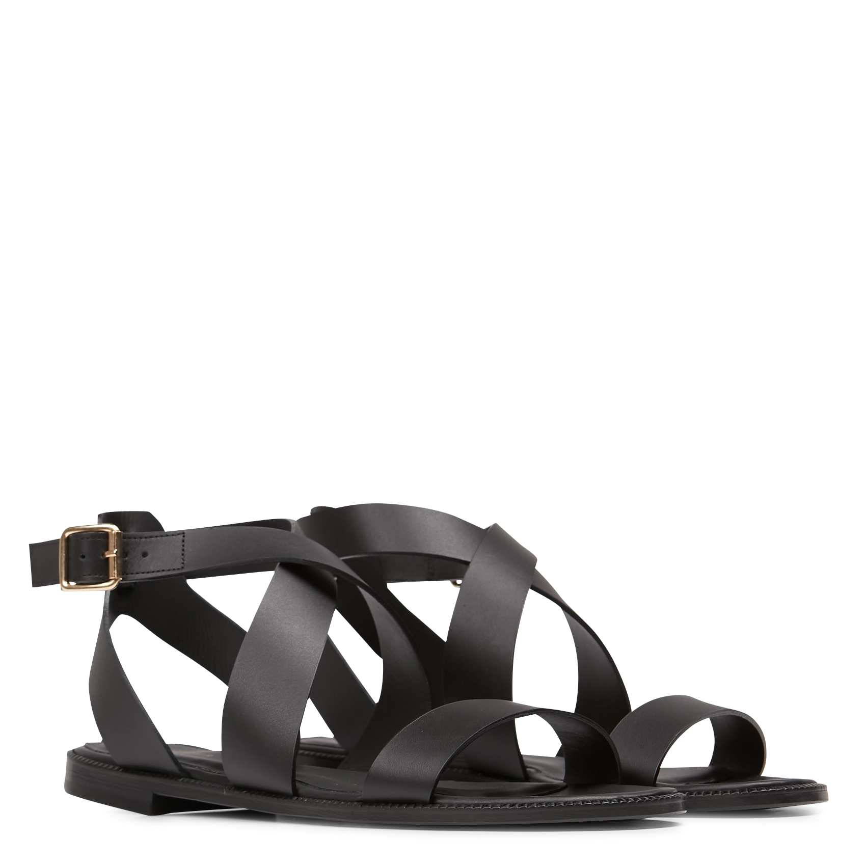 Platte, leren sandalen RIVECOUR Zwart