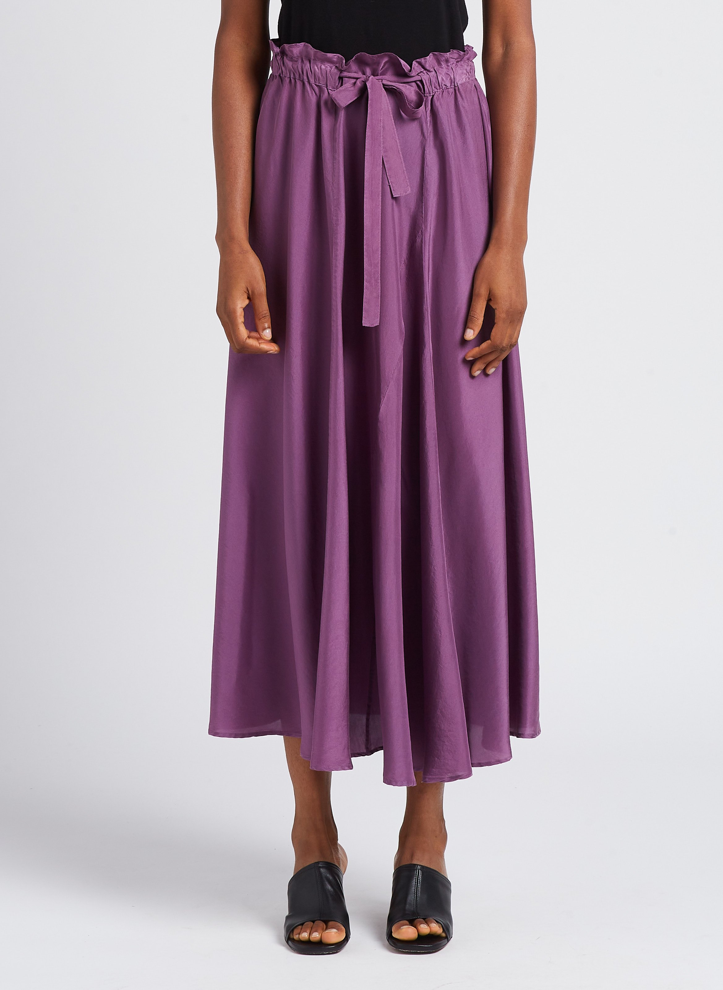 Jupe Midi Fluide En Soie Lilas Pomandere Femme Place des Tendances