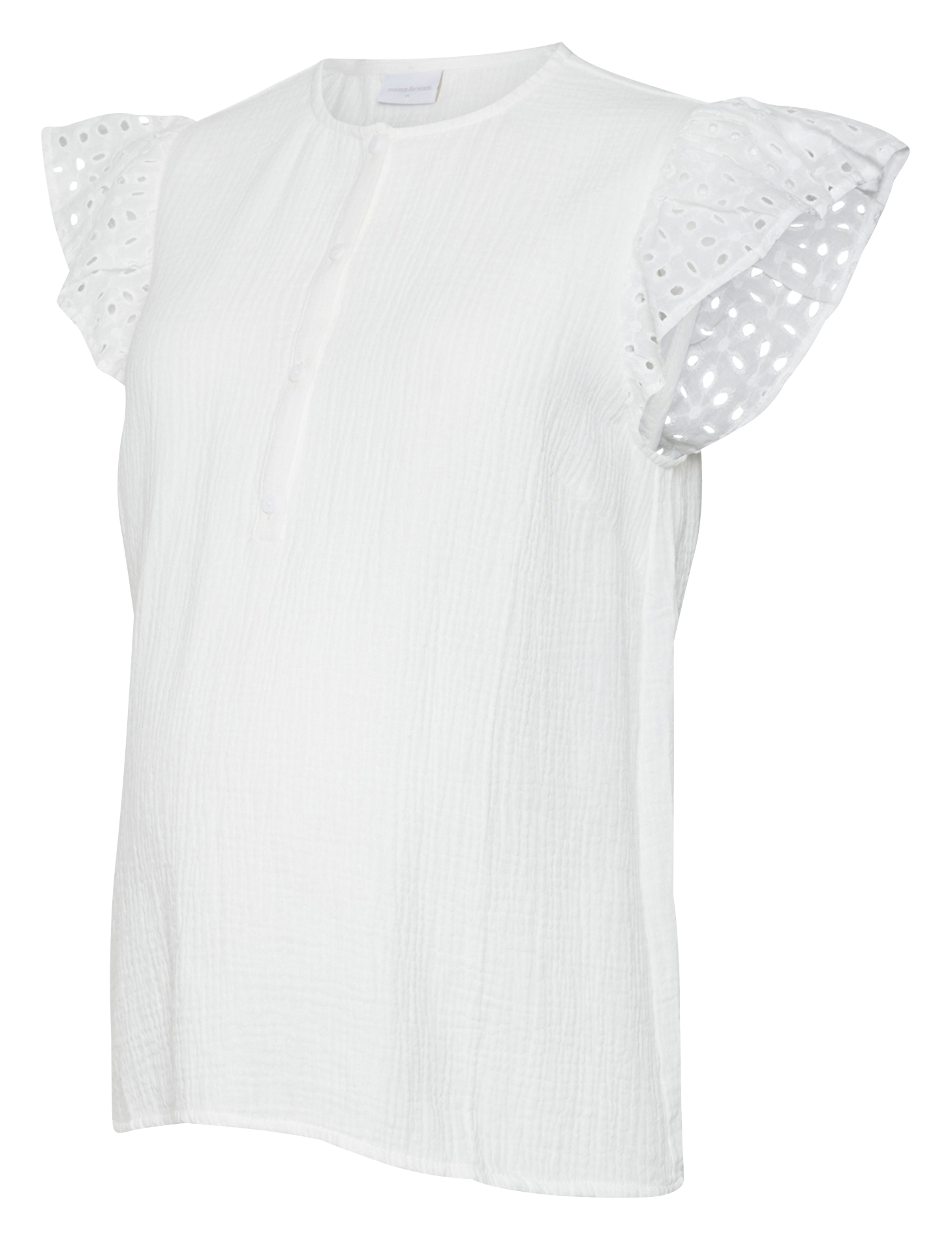 Straight round-neck cotton top MAMALICIOUS White