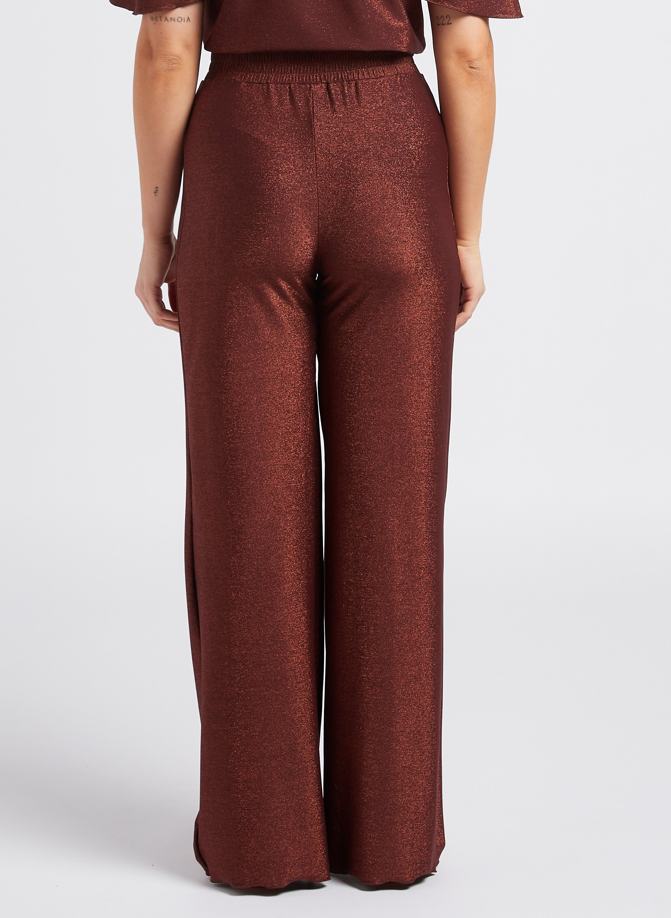 Straight-leg raw-cut pants with metallic threads LA NOUVELLE Golden