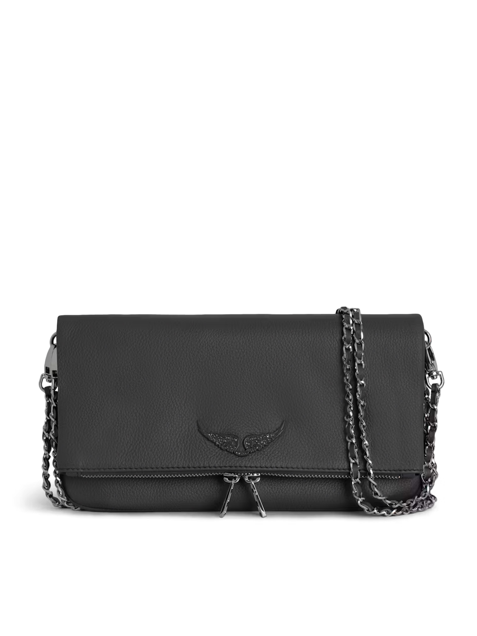 Leather clutch bag with metal chains ROCK Road