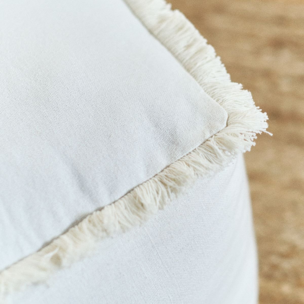 Pouf carré à franges en coton TODAY LINGE DE MAISON Beige