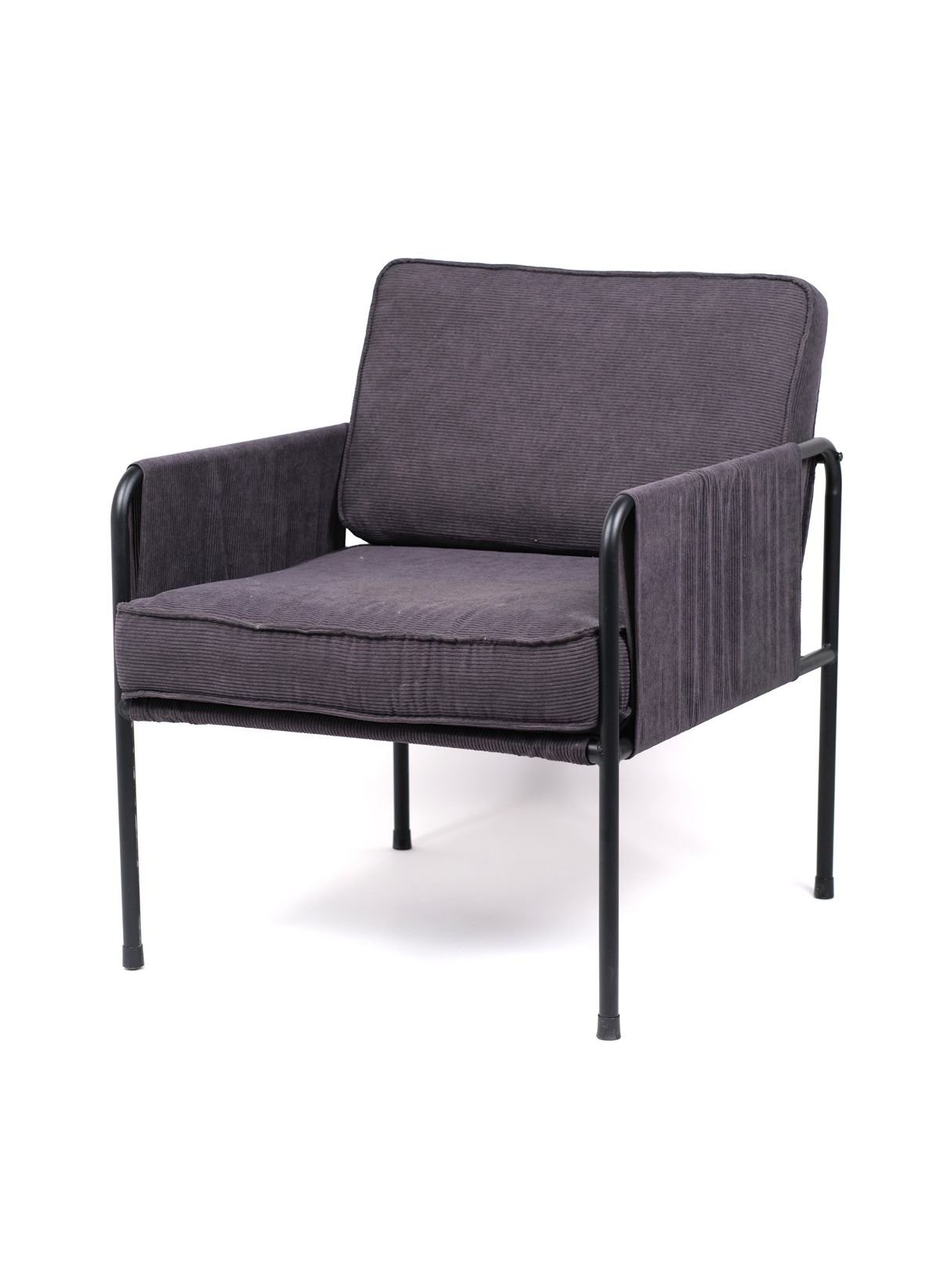 Corduroy fabric armchair with metal frame FACTORY Grey