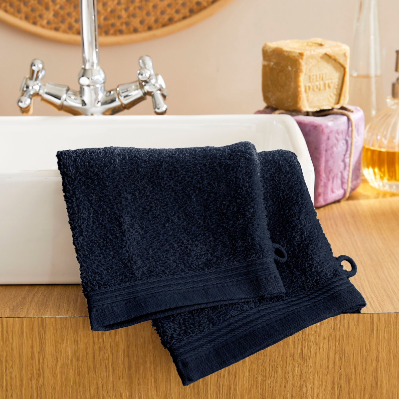 Set of 2 washcloths COTON PUR Blue