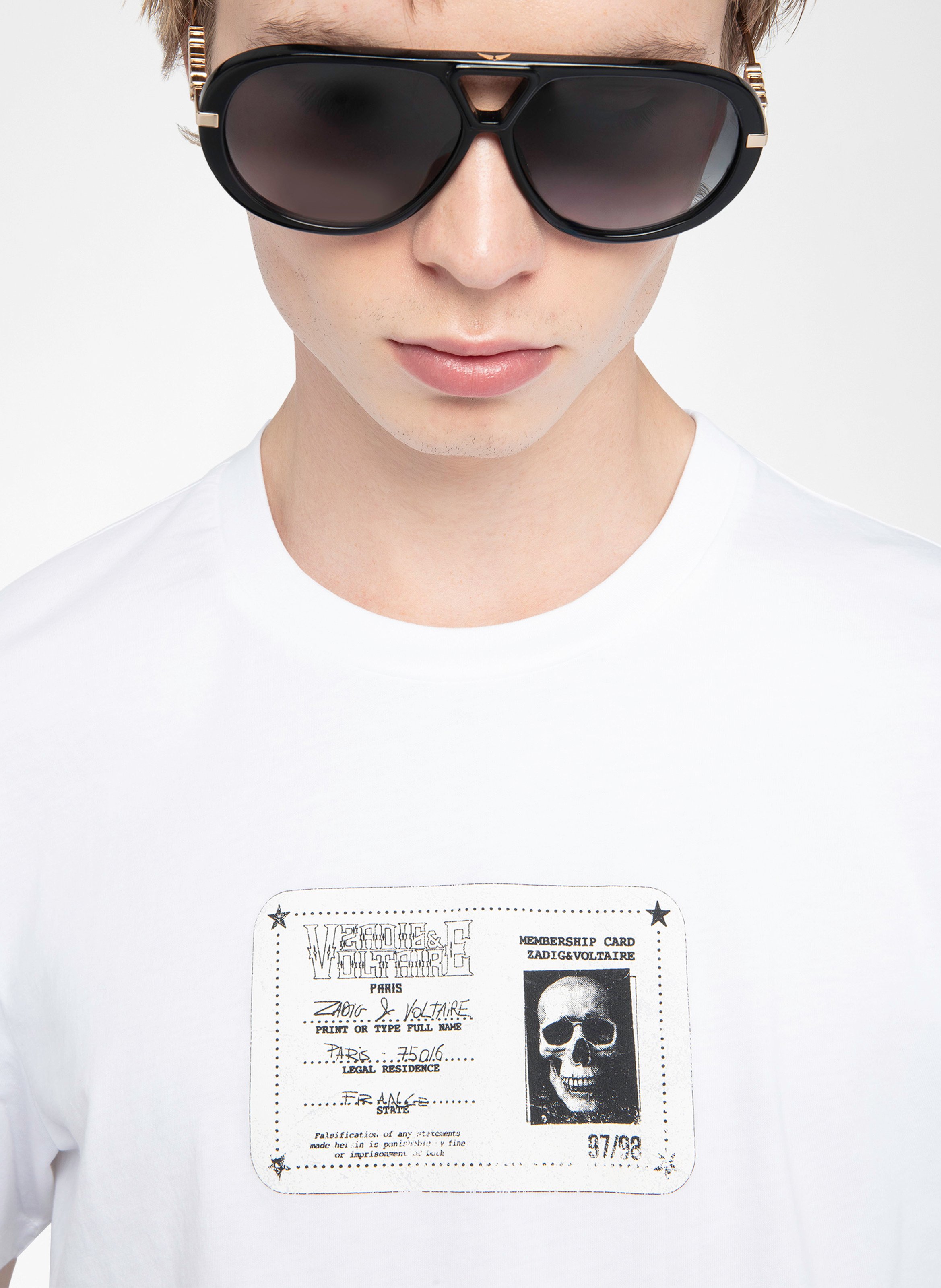 Tee-shirt col rond imprimé en coton ZADIG&amp;VOLTAIRE Blanc