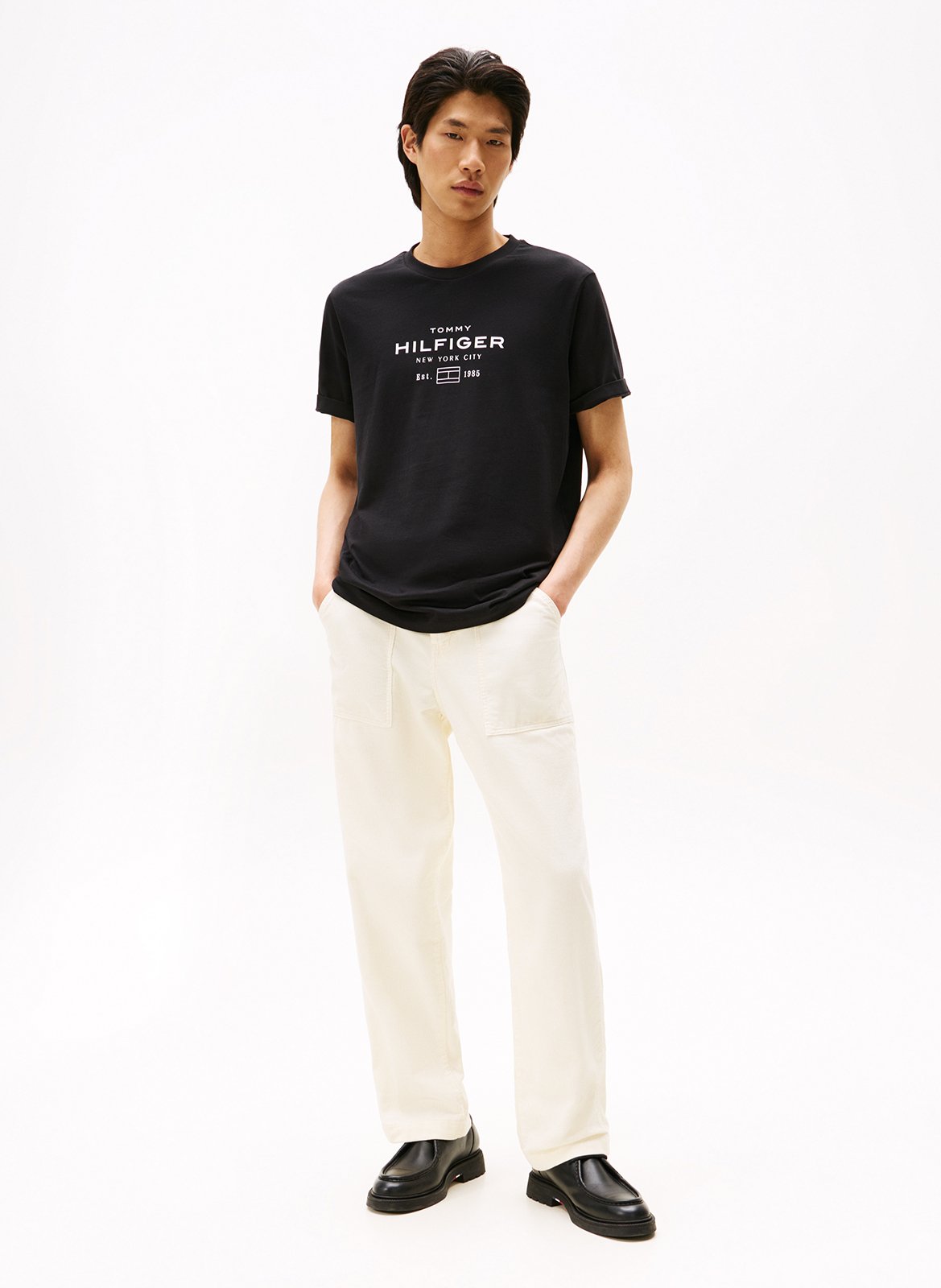 Tee-shirt col rond en coton TOMMY HILFIGER Noir