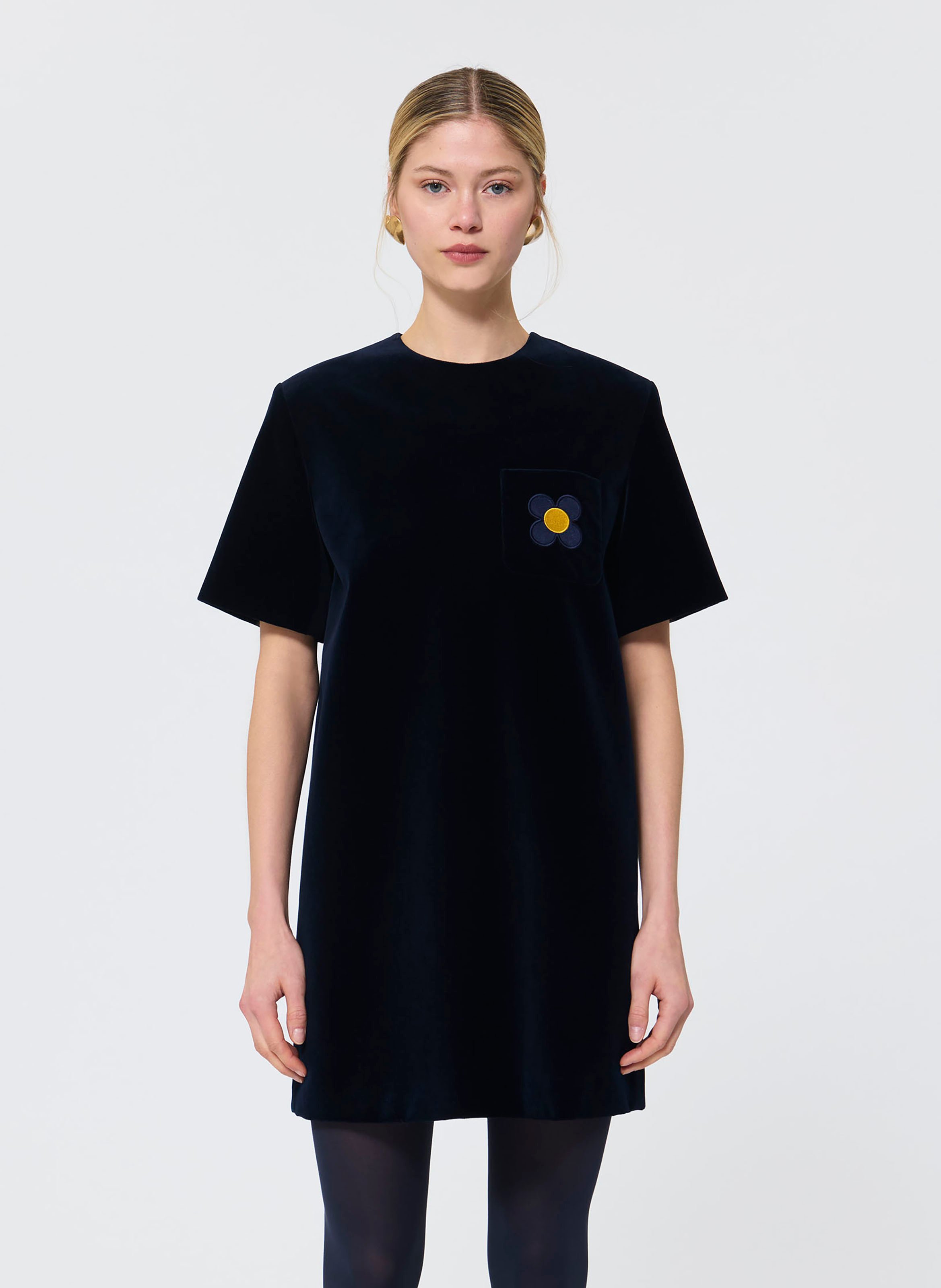 Robe courte col rond en coton TARA JARMON Bleu