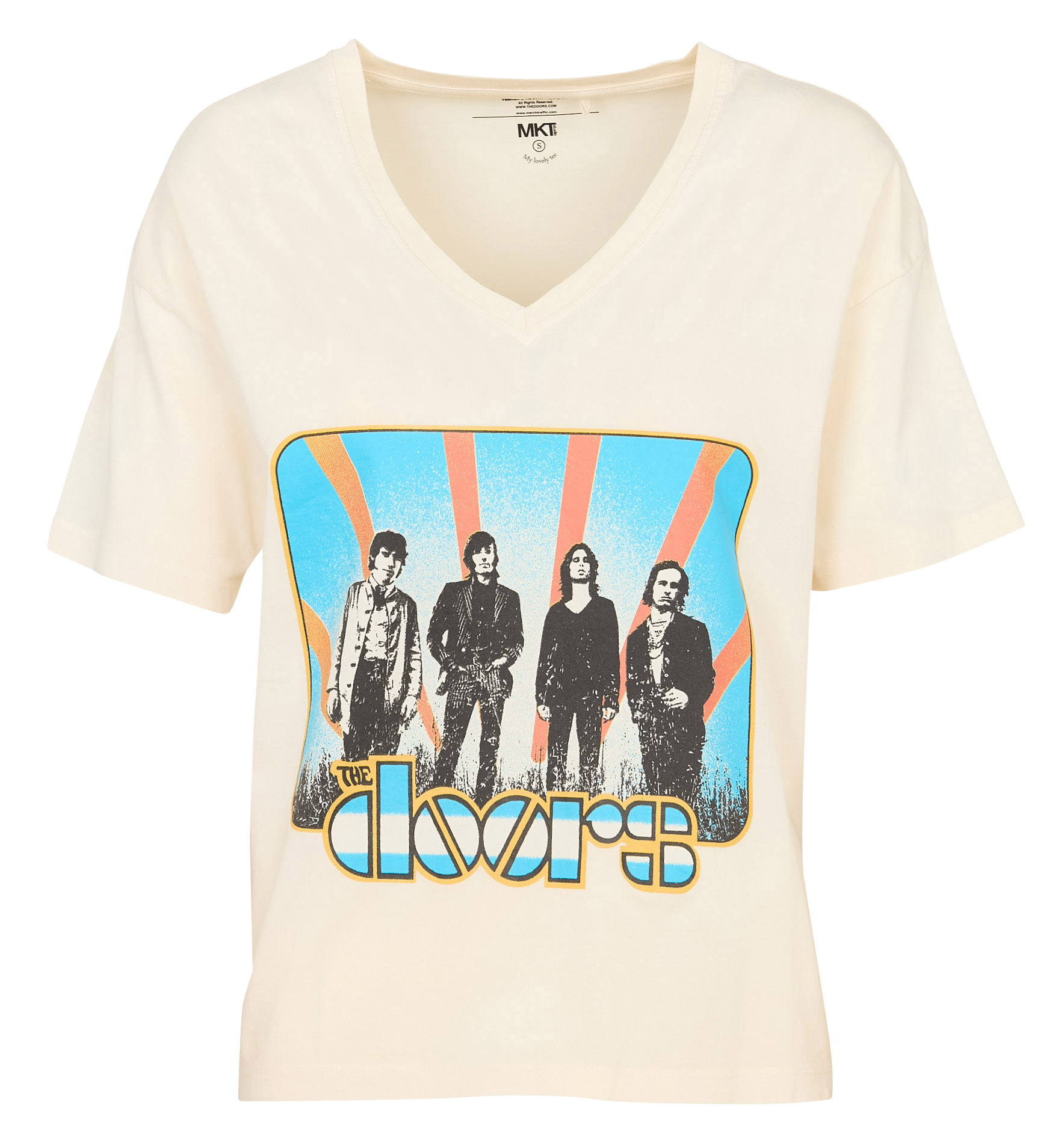 Tee-shirt oversize col V en coton MKT Beige