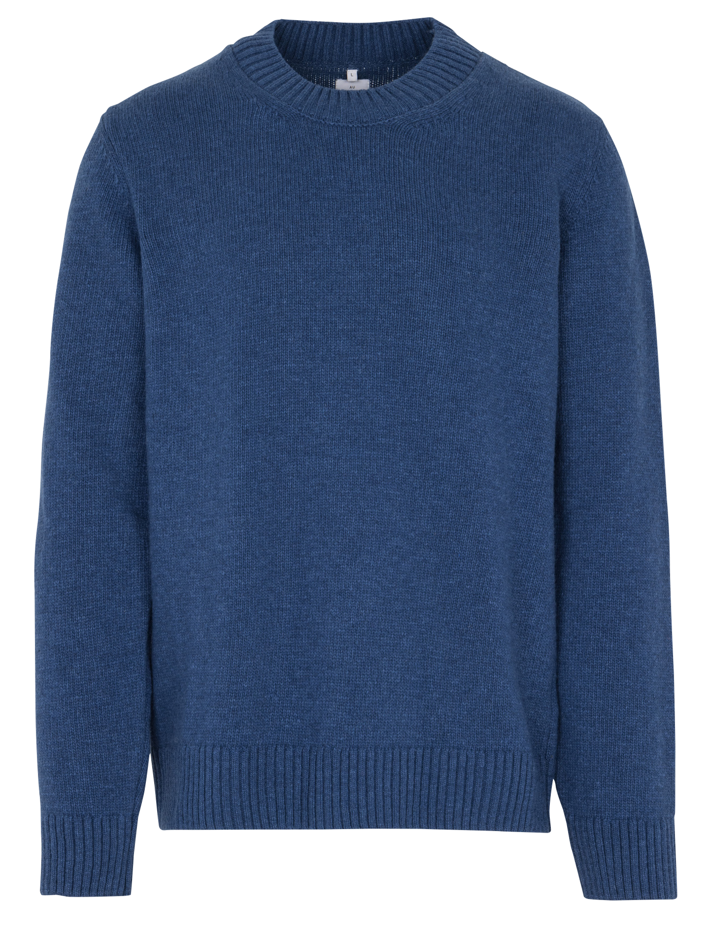 Round-neck wool-blend straight-cut sweater AU PRINTEMPS PARIS Blue