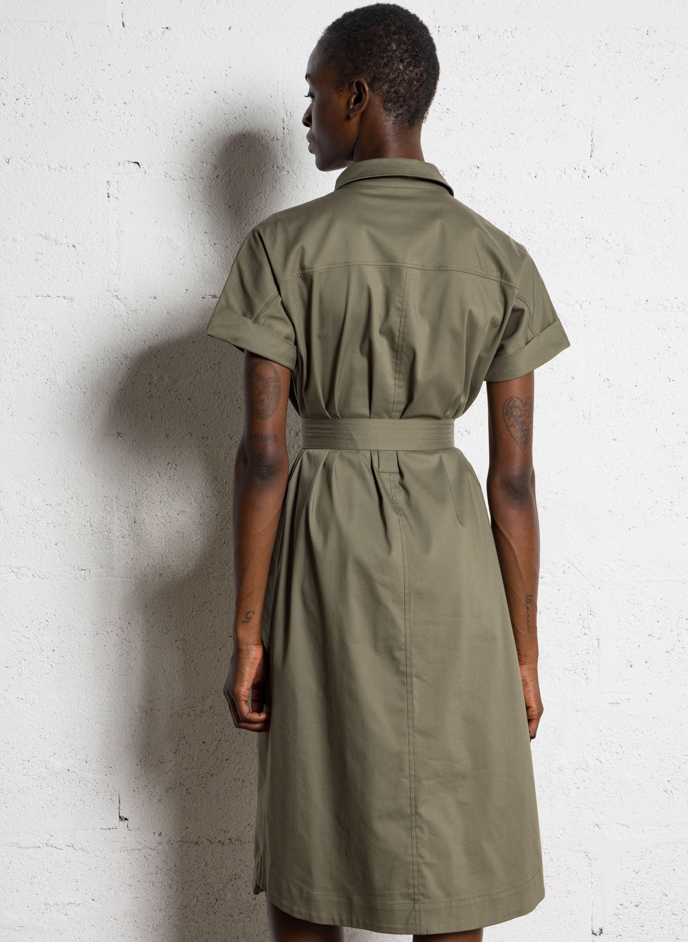 Robe droite en coton mélangé MAISON 123 Kaki