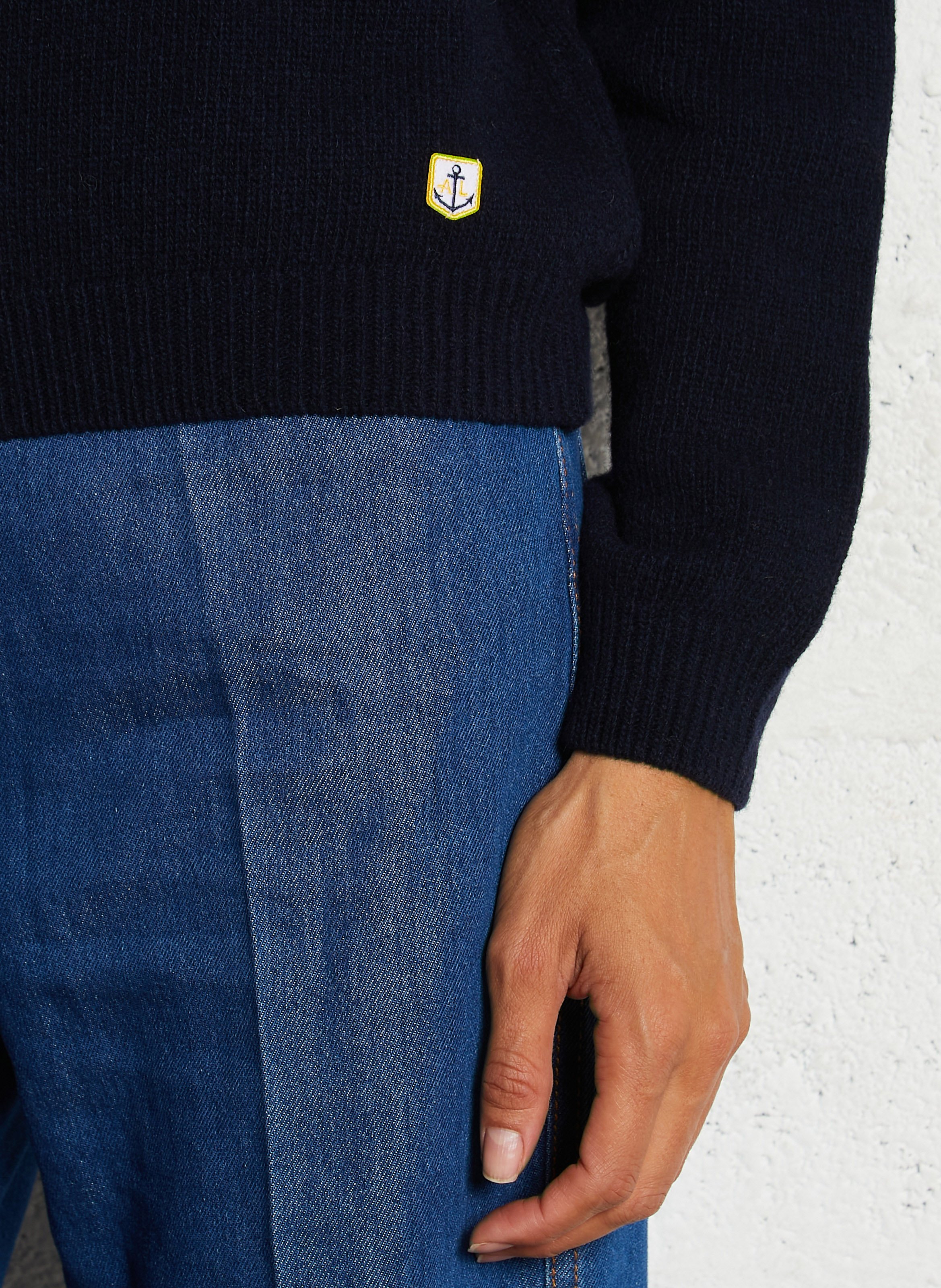 Pull droite col rond en laine mélangée ARMOR LUX Bleu