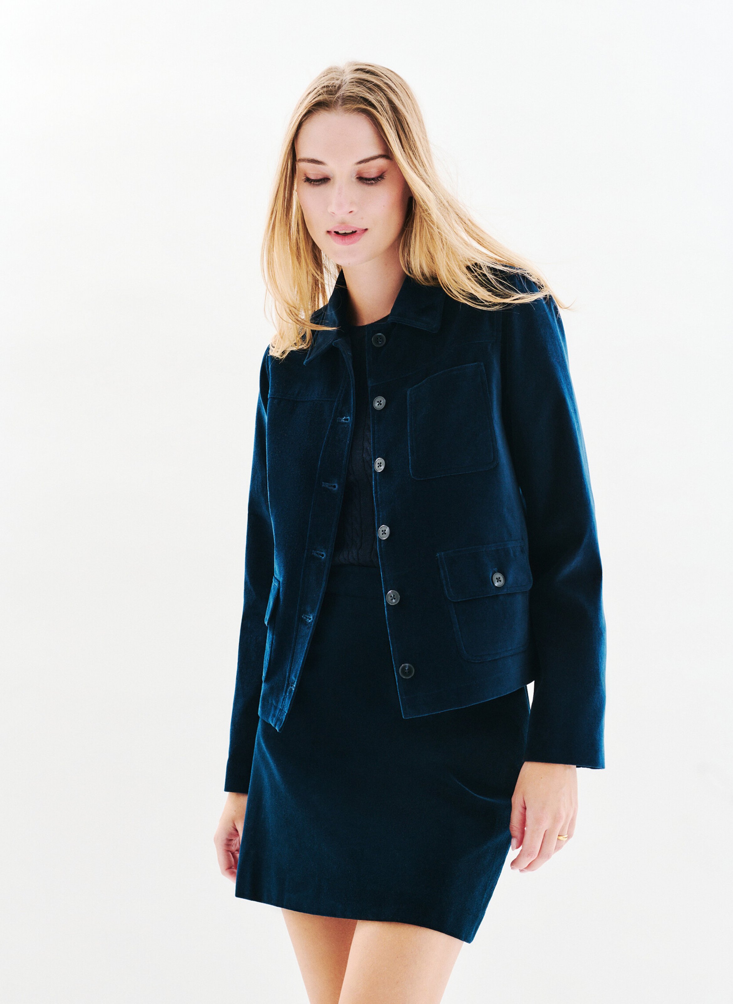 Straight cotton jacket with classic collar CAROLL