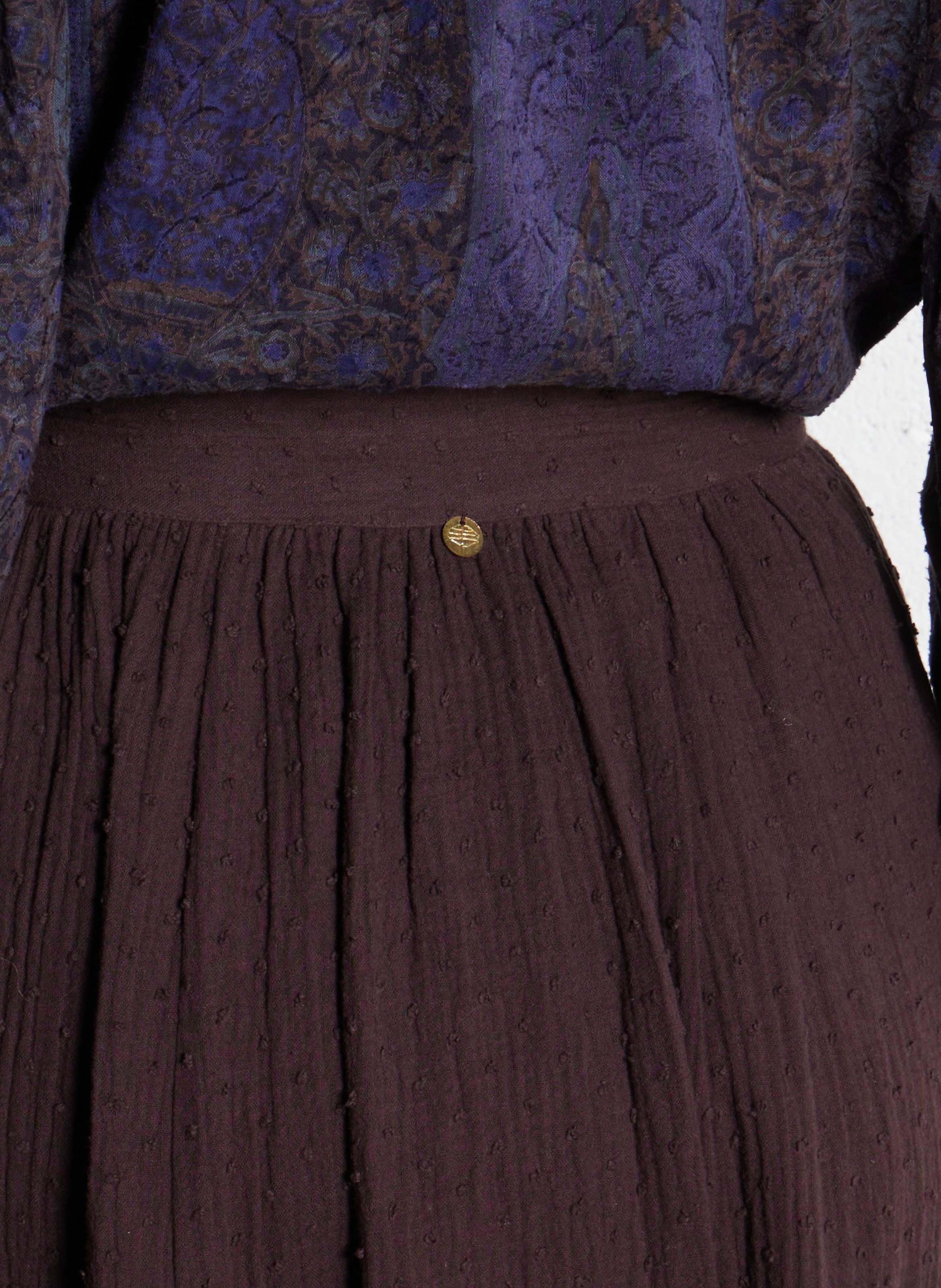 Jupe longues évasée en coton ANTIK BATIK Prune