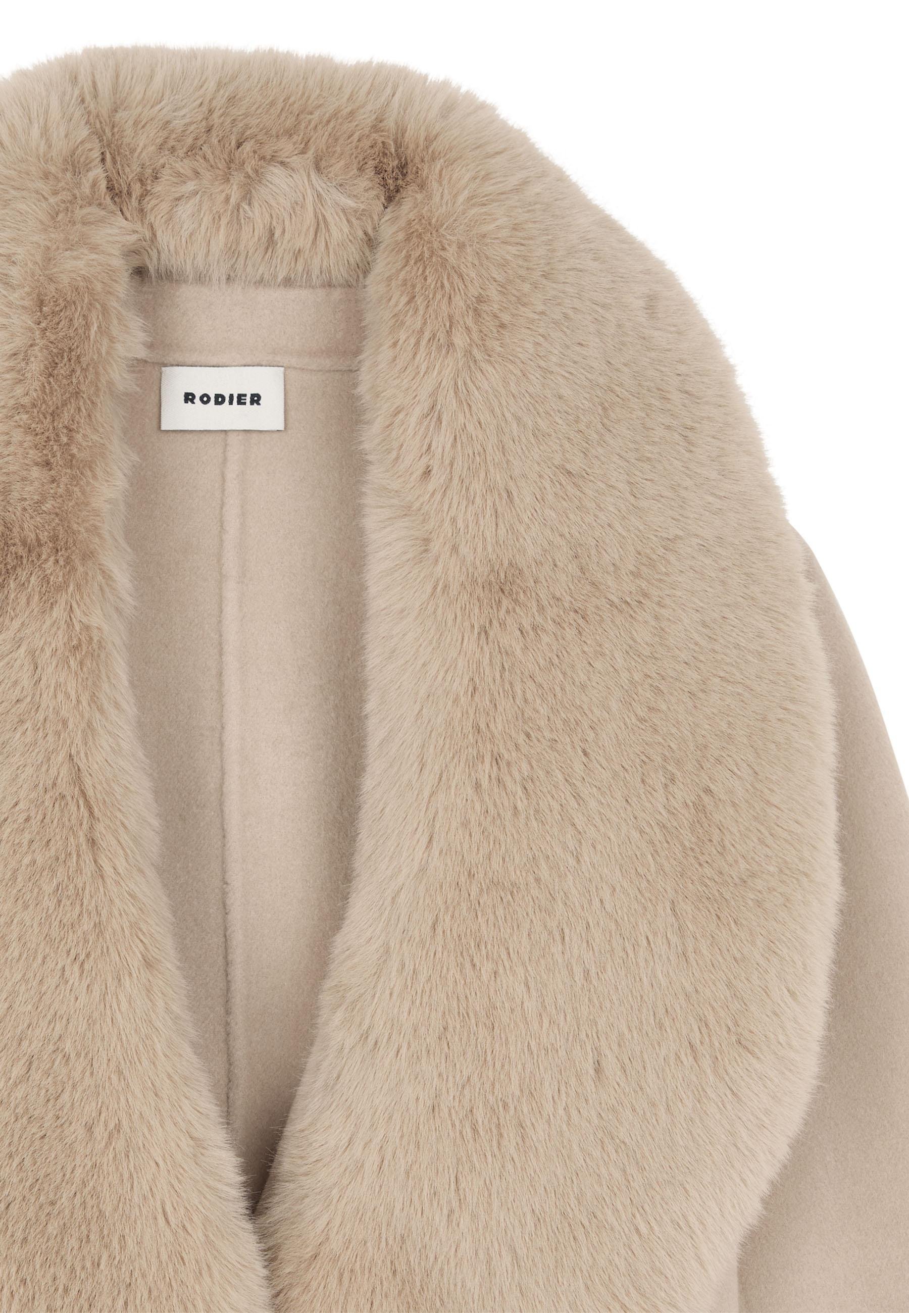 Wool coat with faux fur collar RODIER Beige