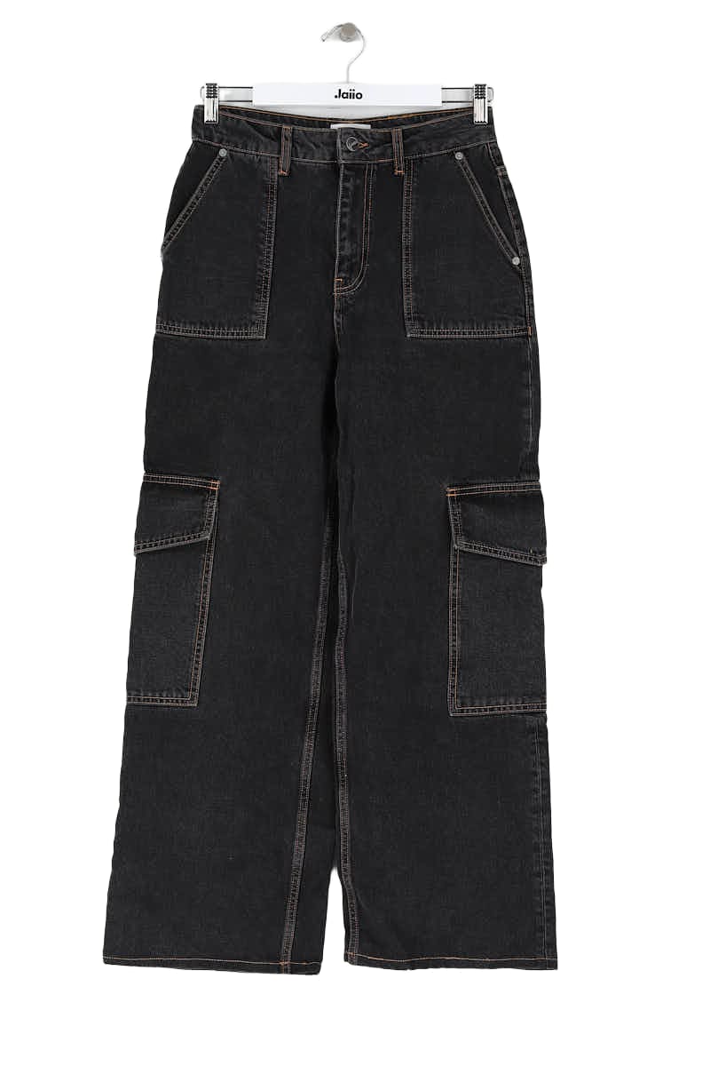Straight cotton-blend pants GANNI - Seconde Main Black