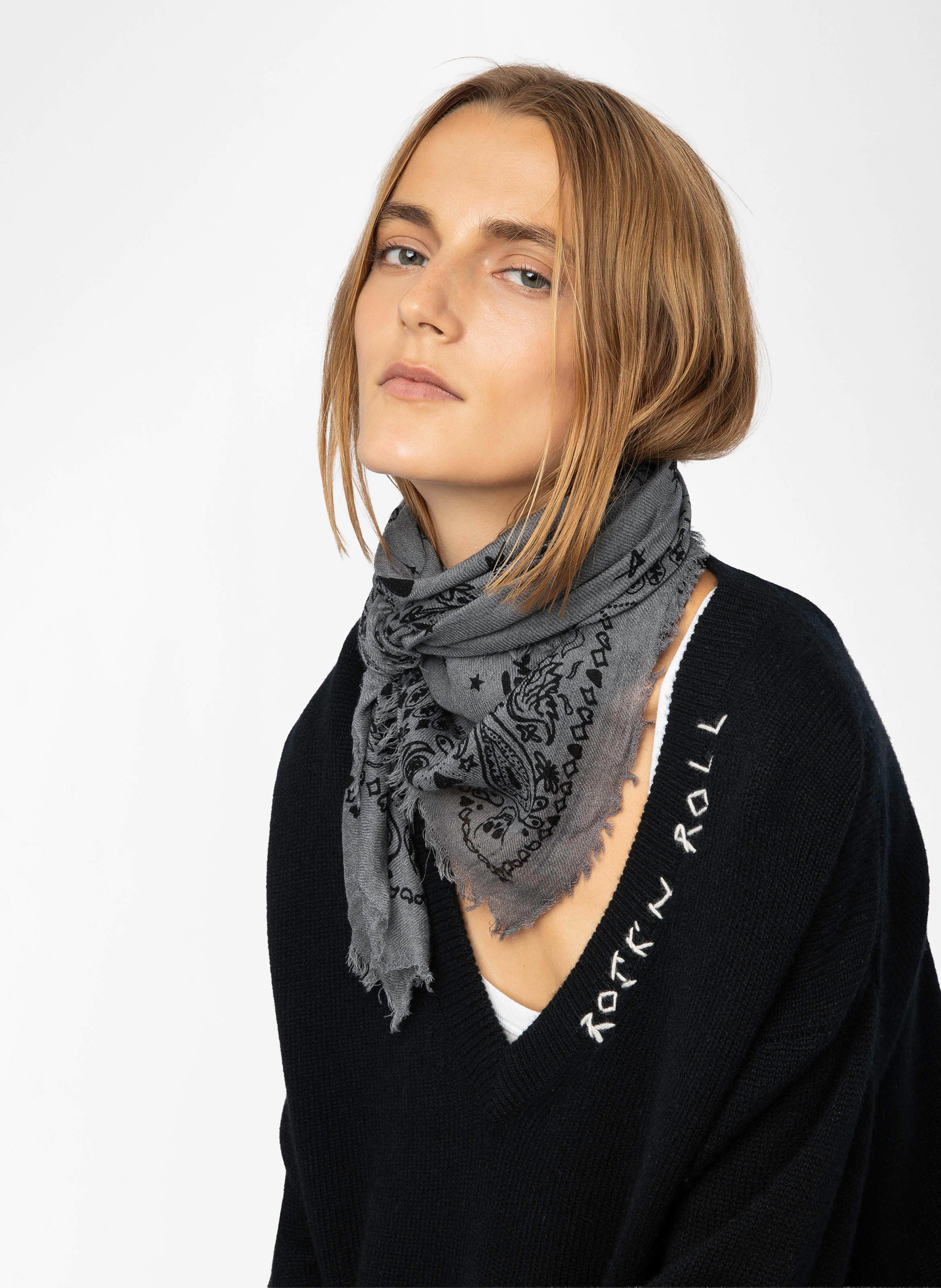 Foulard en cachemire imprimé ZADIG&VOLTAIRE Gris