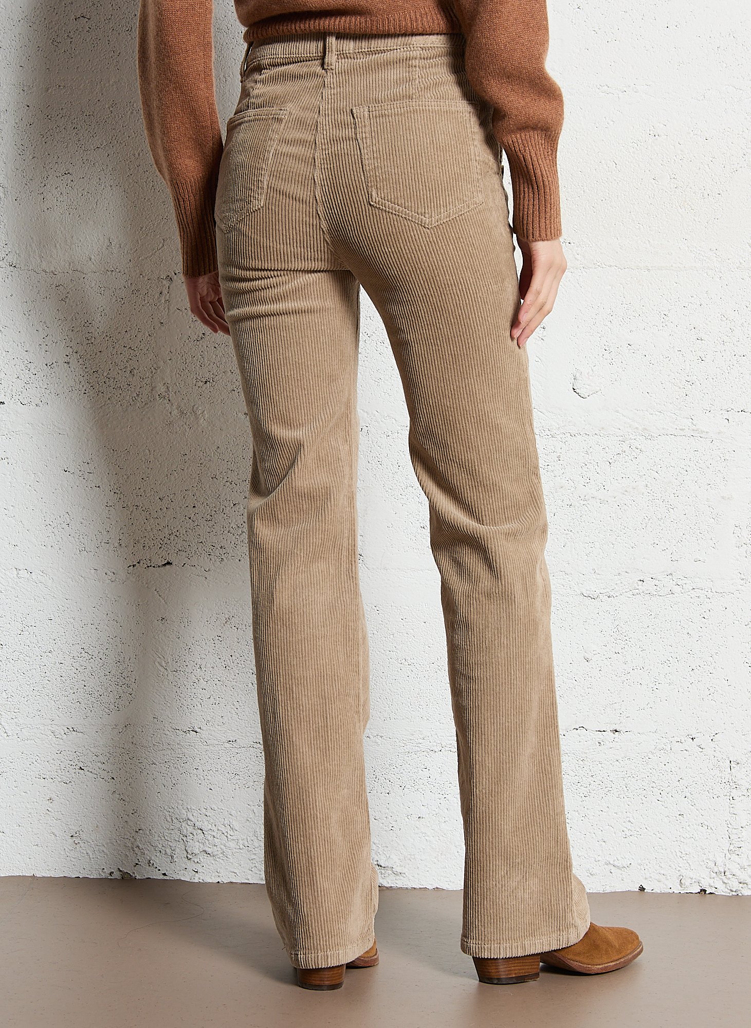 Flared broek van katoenen velours MAISON 123 Beige