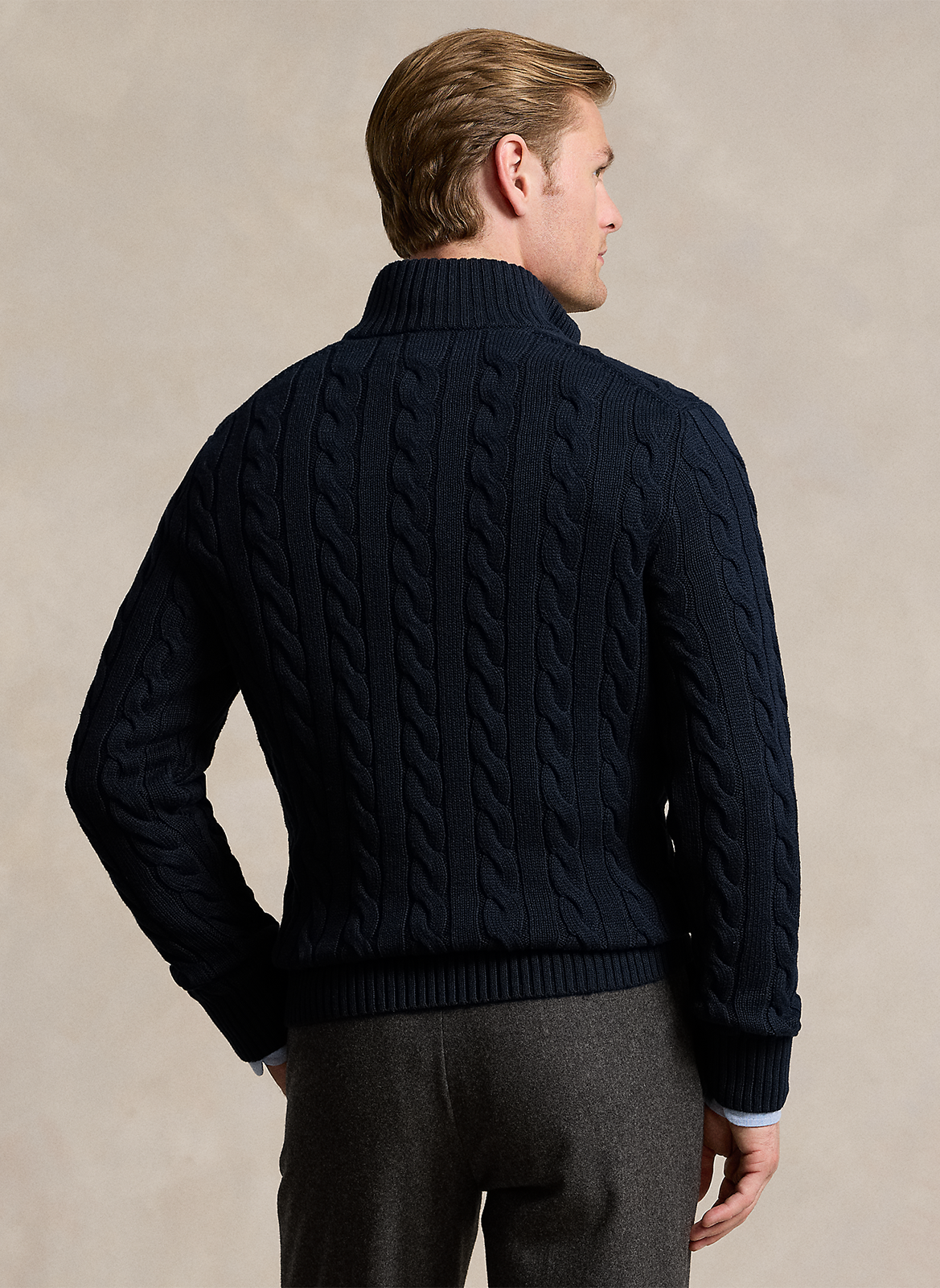 Zopfstrickpullover aus Baumwolle Blau