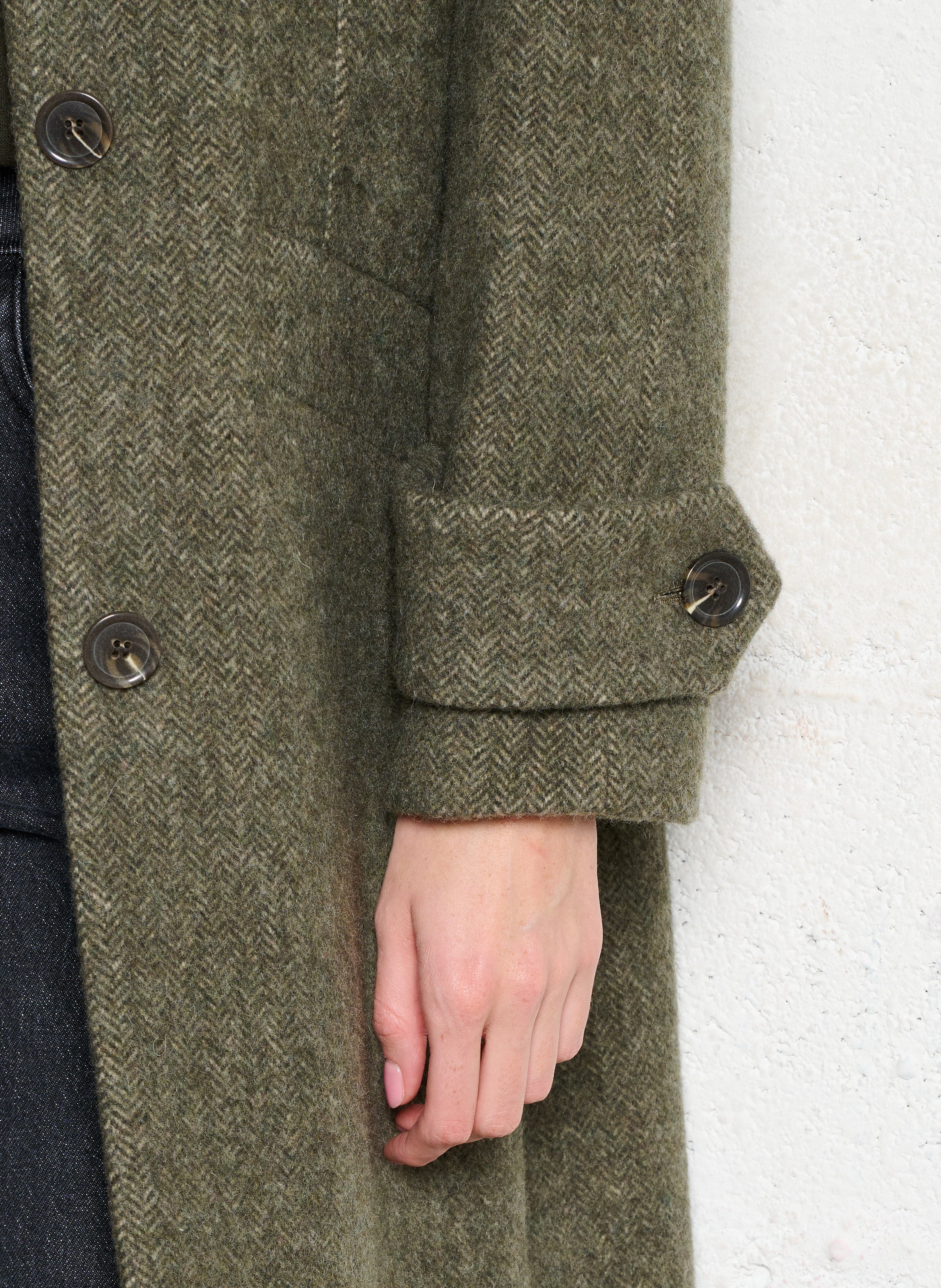 Straight wool-blend coat with high collar MAISON 123 Green