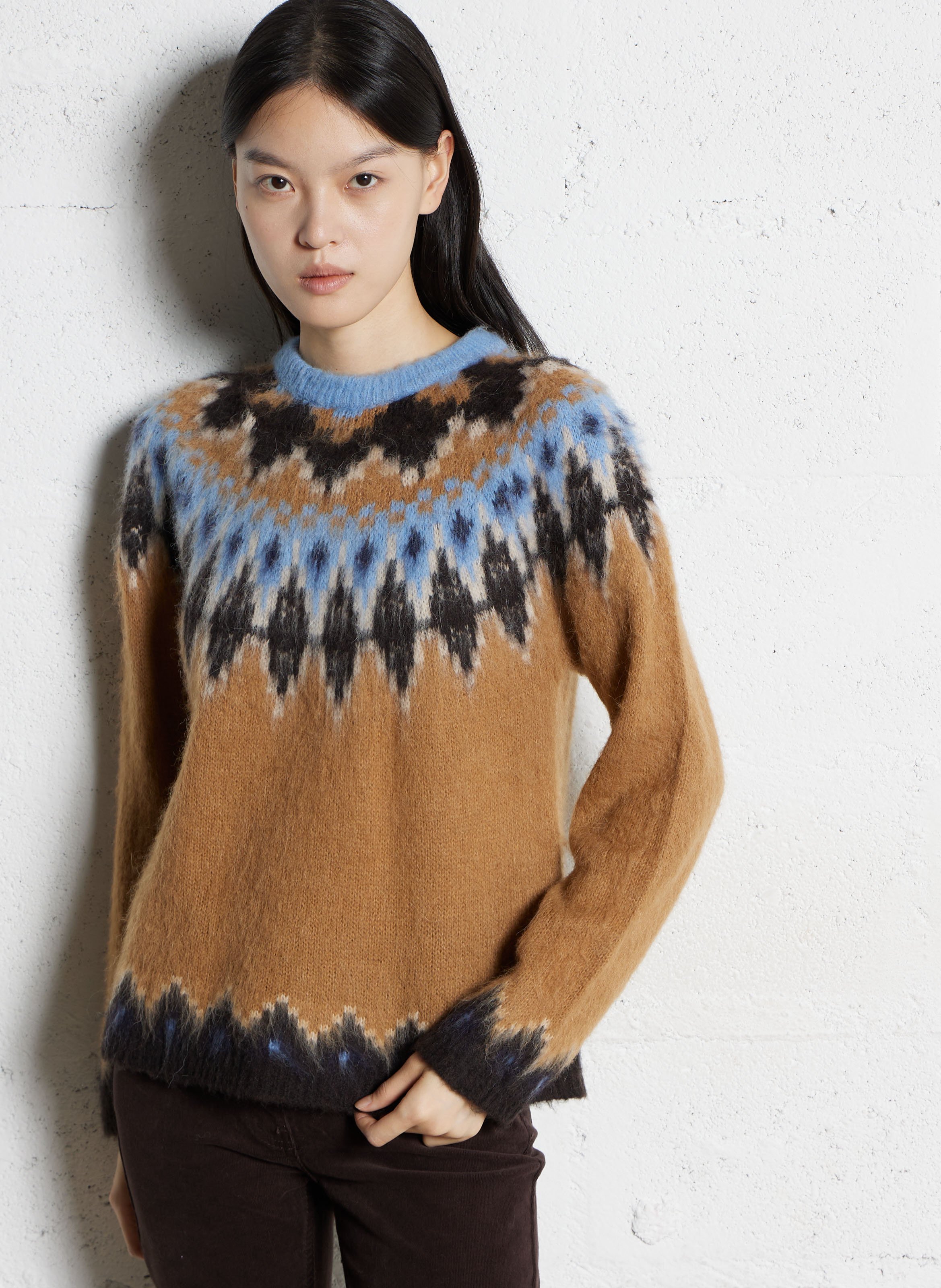 Pull col rond en maille imprimée MAISON 123 Beige