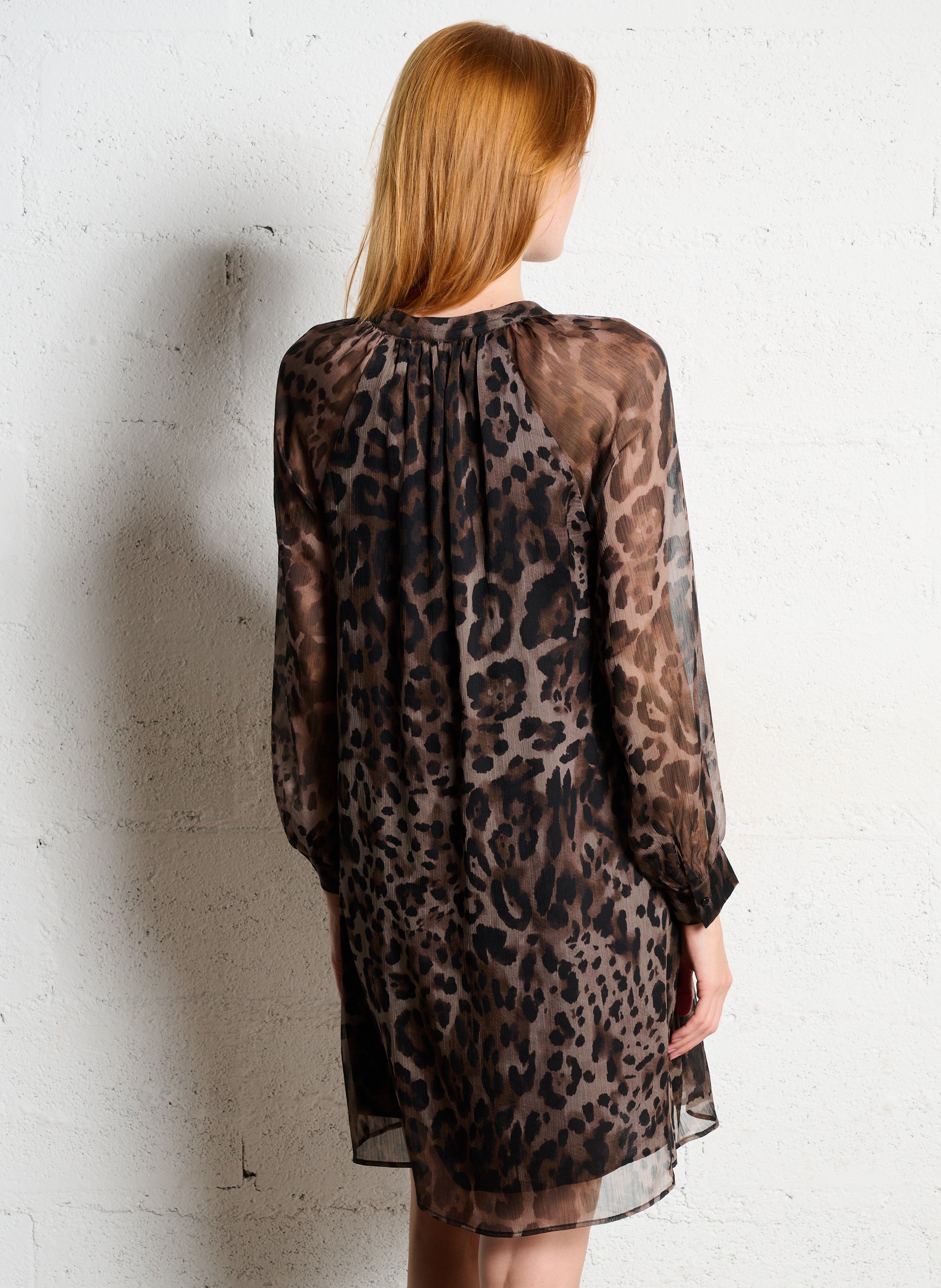 Robe courte évasée imprimée SUD EXPRESS Beige