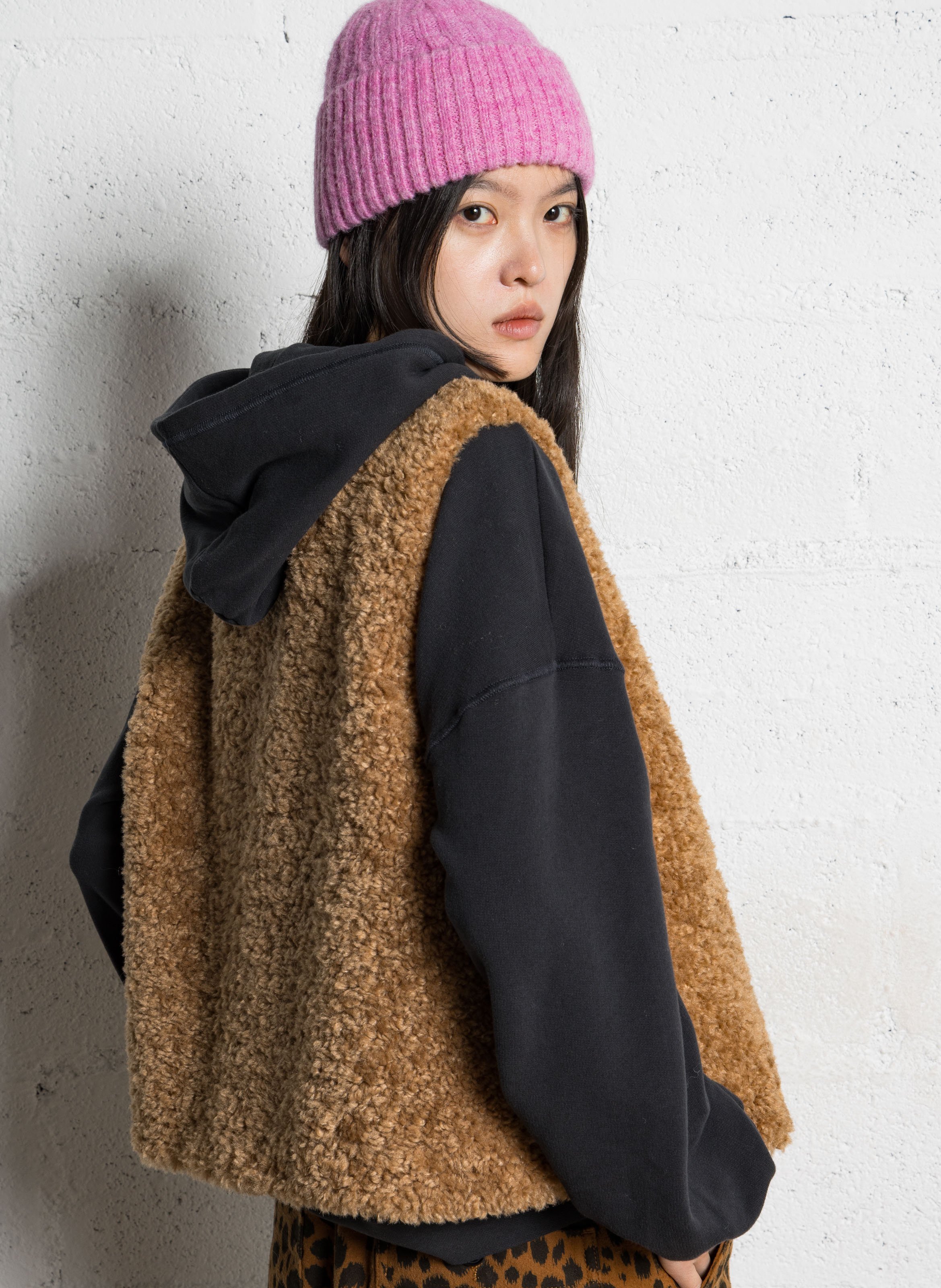 Jas van synthetische bont met ronde kraag MAISON 123 Beige