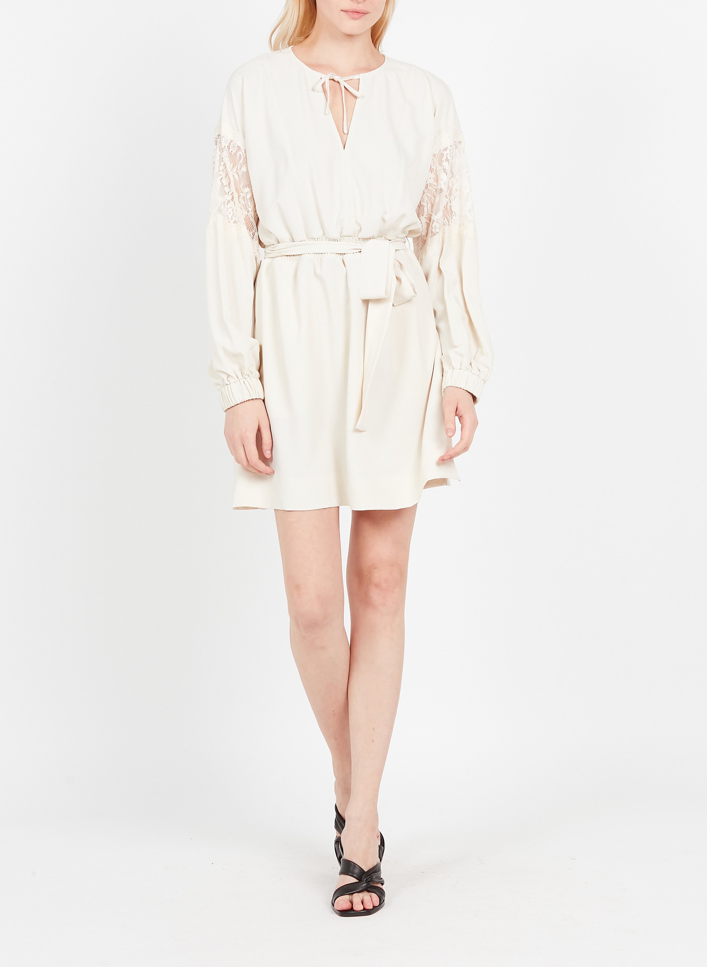 Lace midi dress Beige