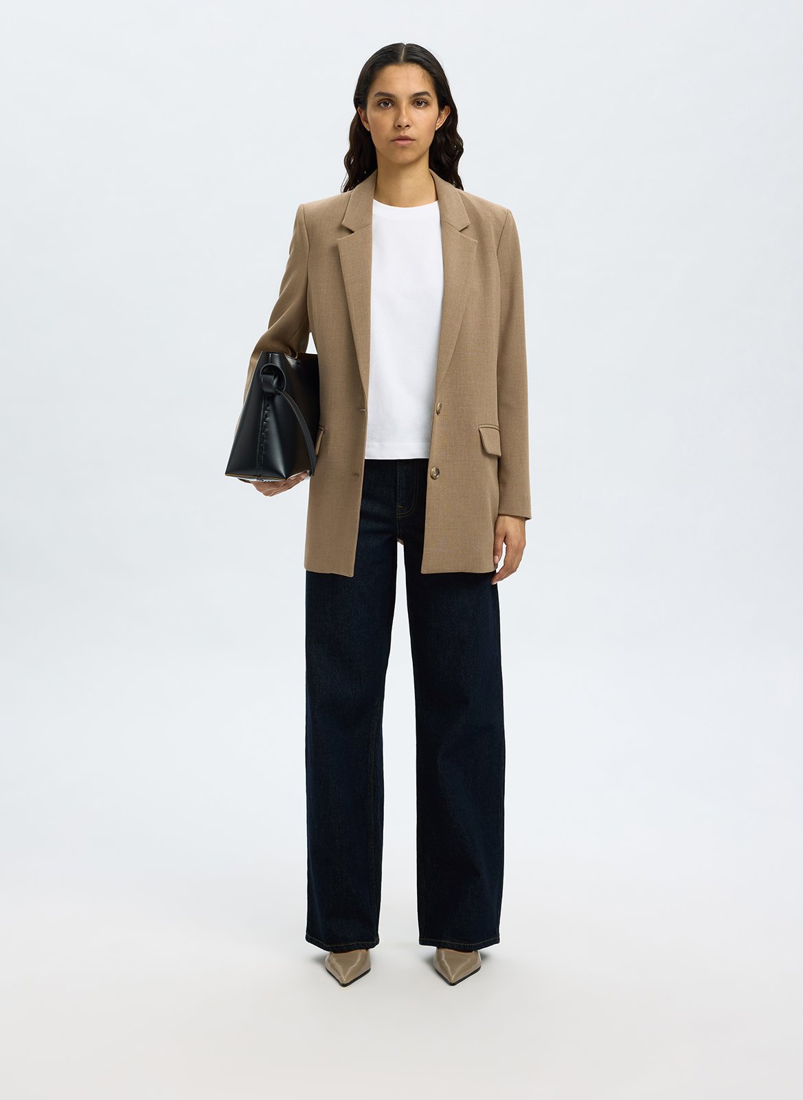 Flared organic cotton blend jeans SELECTED Blue