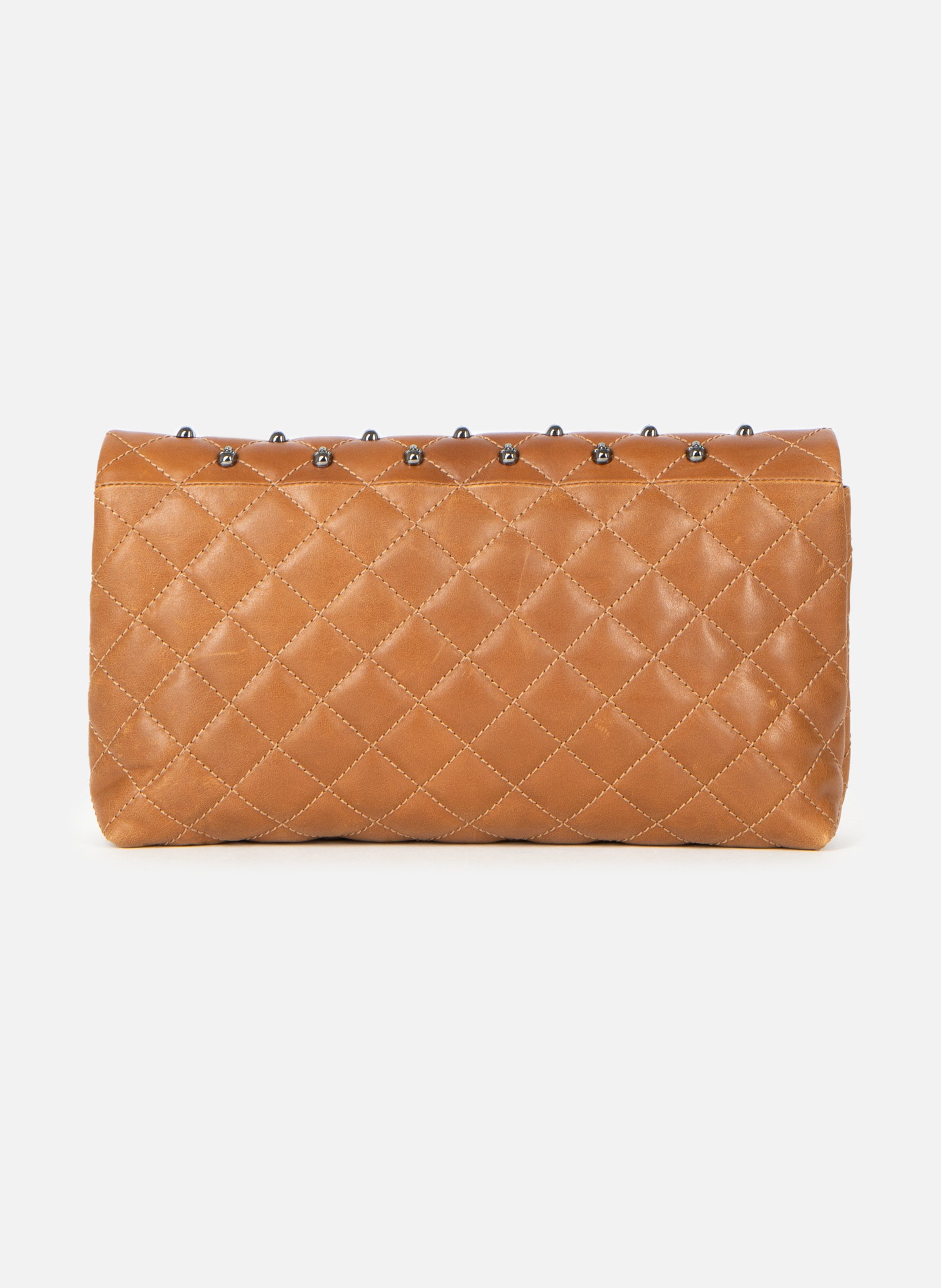 Crackled leather small heritage clutch THE KOOPLES Brown