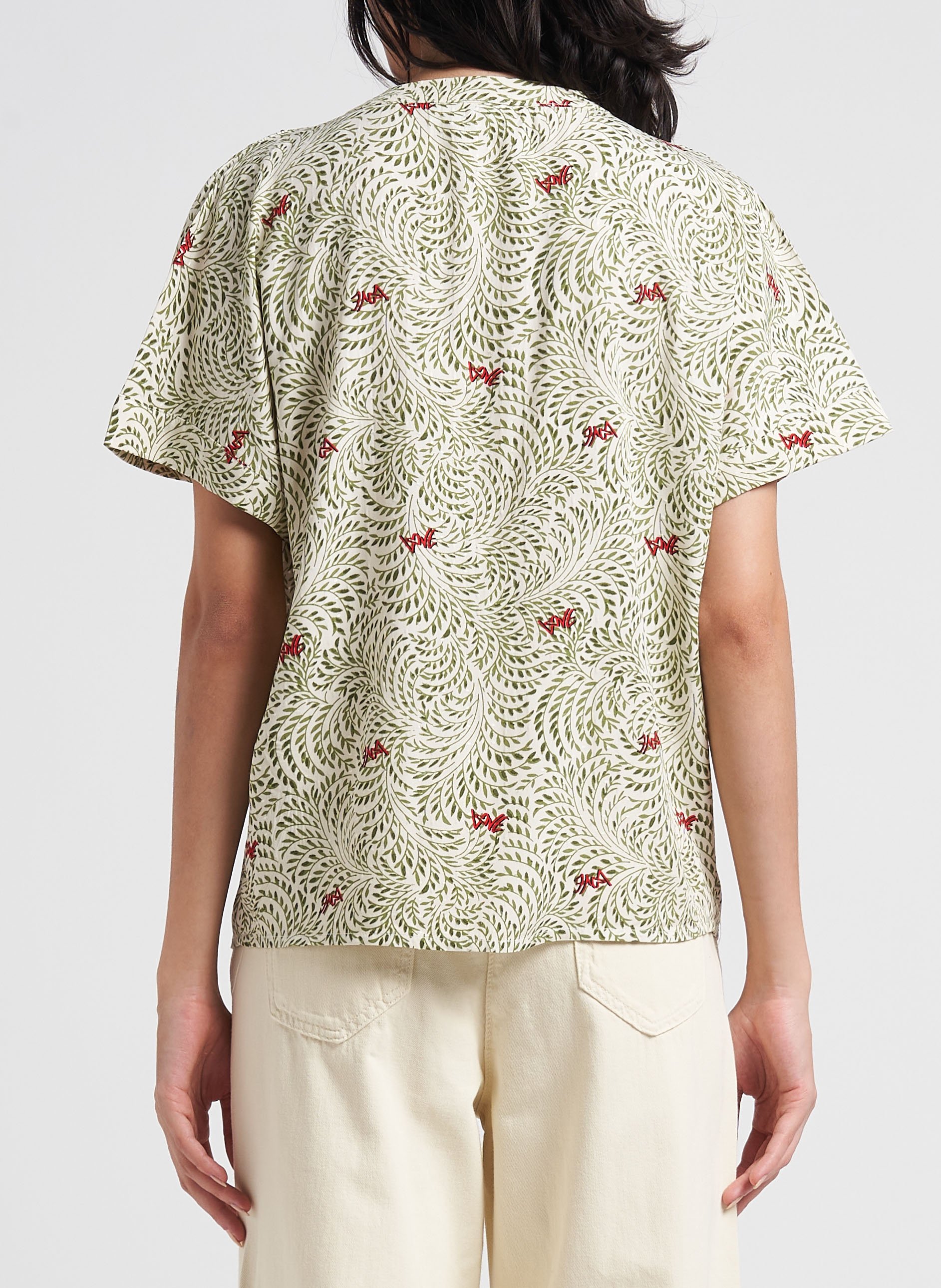 Bedruckte Bluse mit V-Ausschnitt VILA Beige