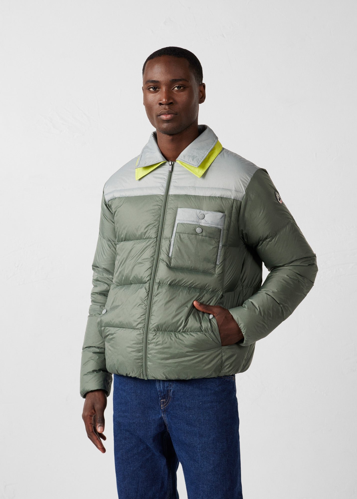 Two-tone unisex puffer jacket JOTT Green