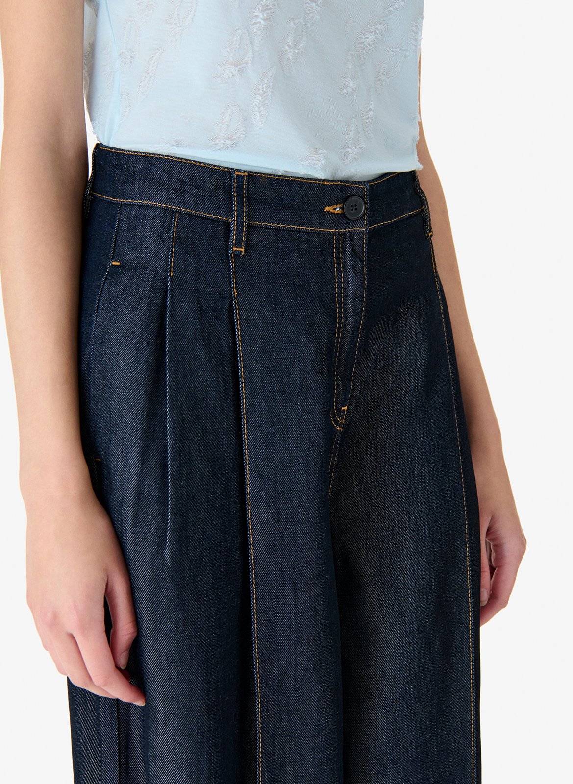 Jean large à pinces en denim brut IRO Bleu