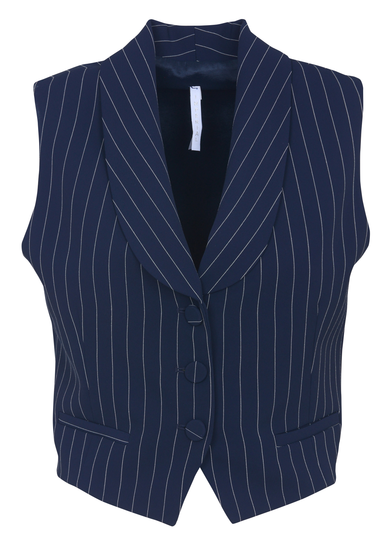 Straight shawl collar striped vest IMPERIAL Blue