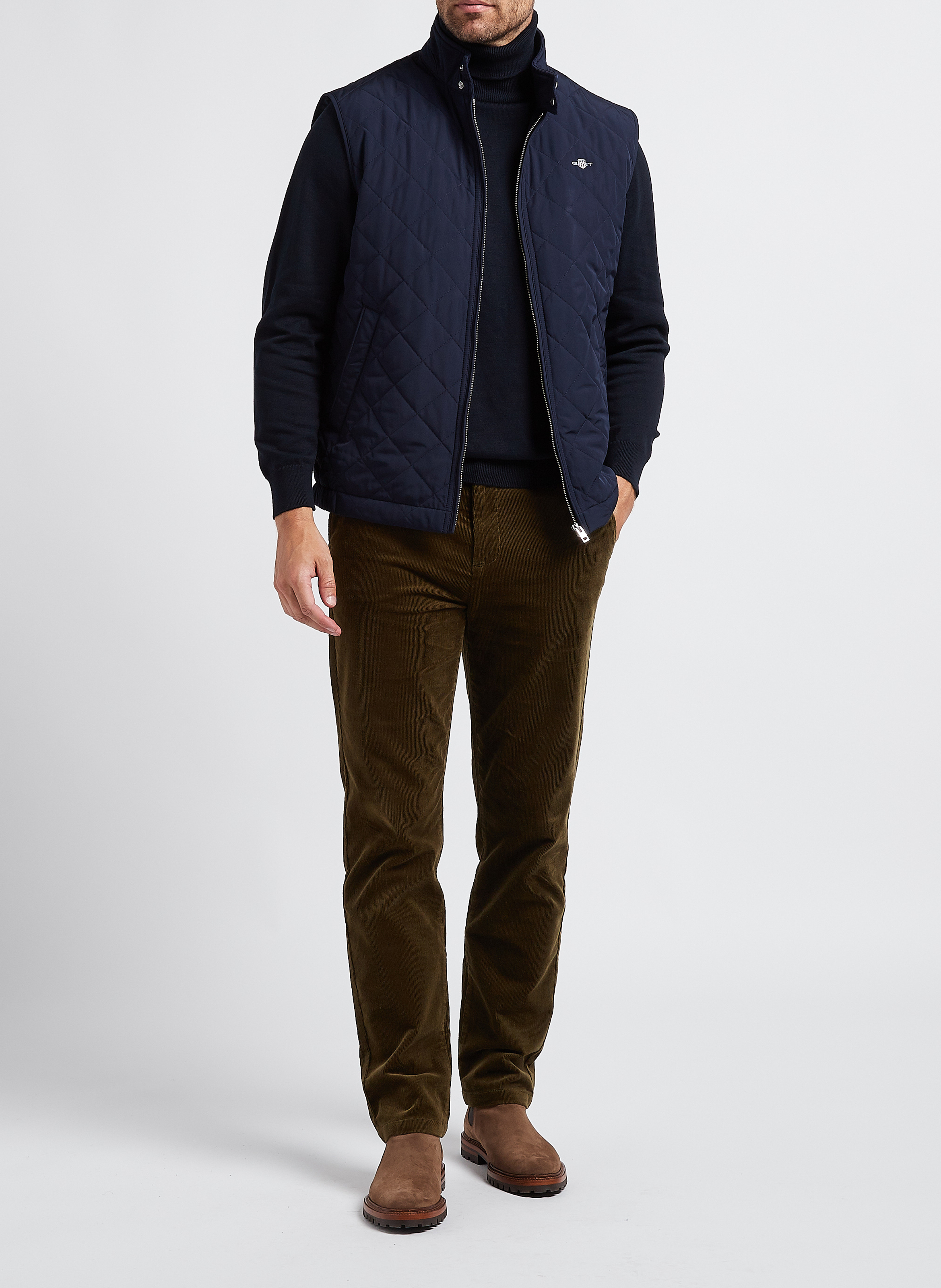 Gerade gesteppte Jacke mit Stehkragen GANT Blau