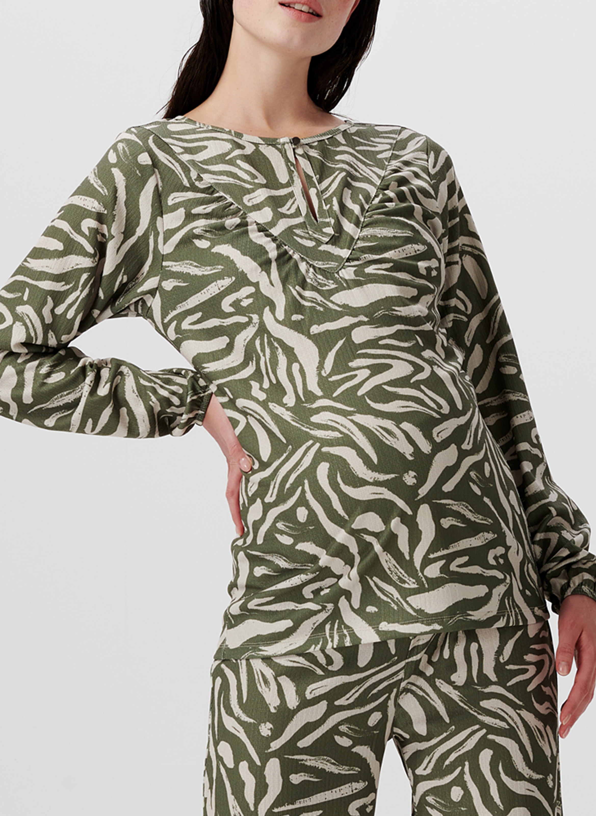 Zwangerschapsblouse met print SUPERMOM Kaki