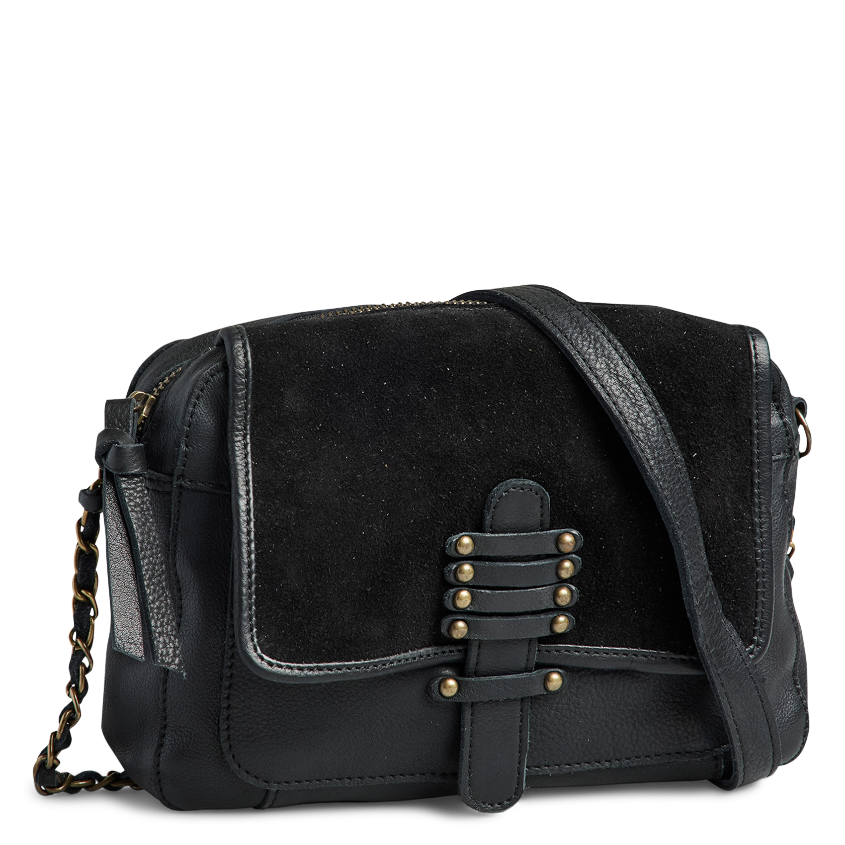 Sac bandoulière en cuir PIECES Noir