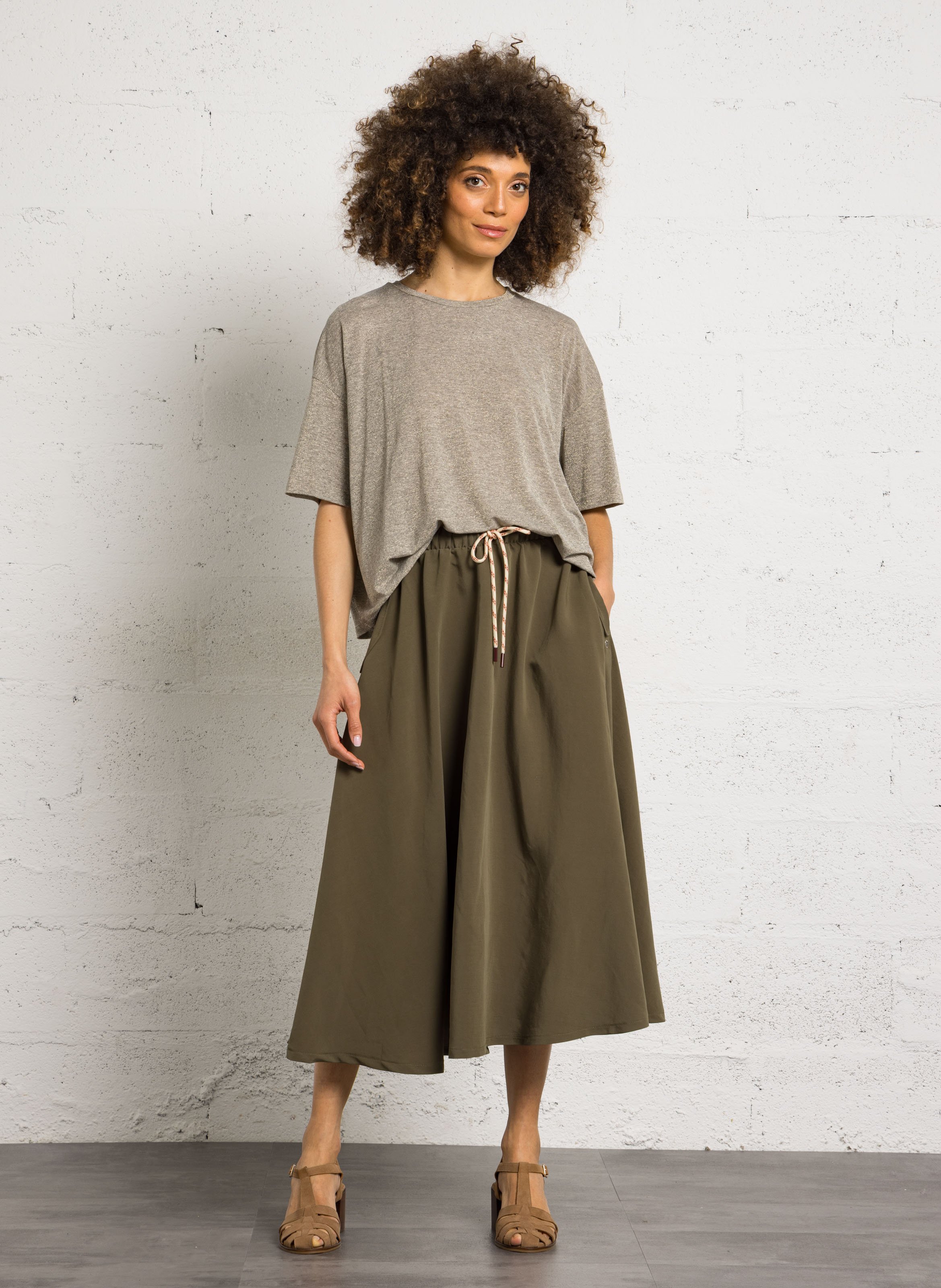 Tee-shirt fluide ample métallisé PLEASE Beige