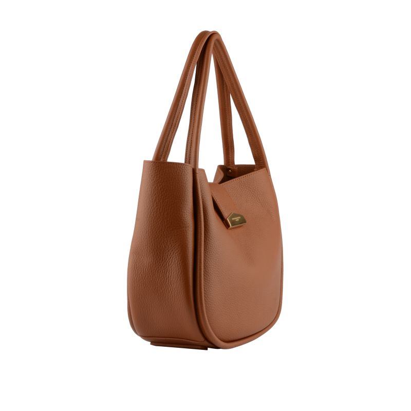 Calfskin leather shoulder bag Brown