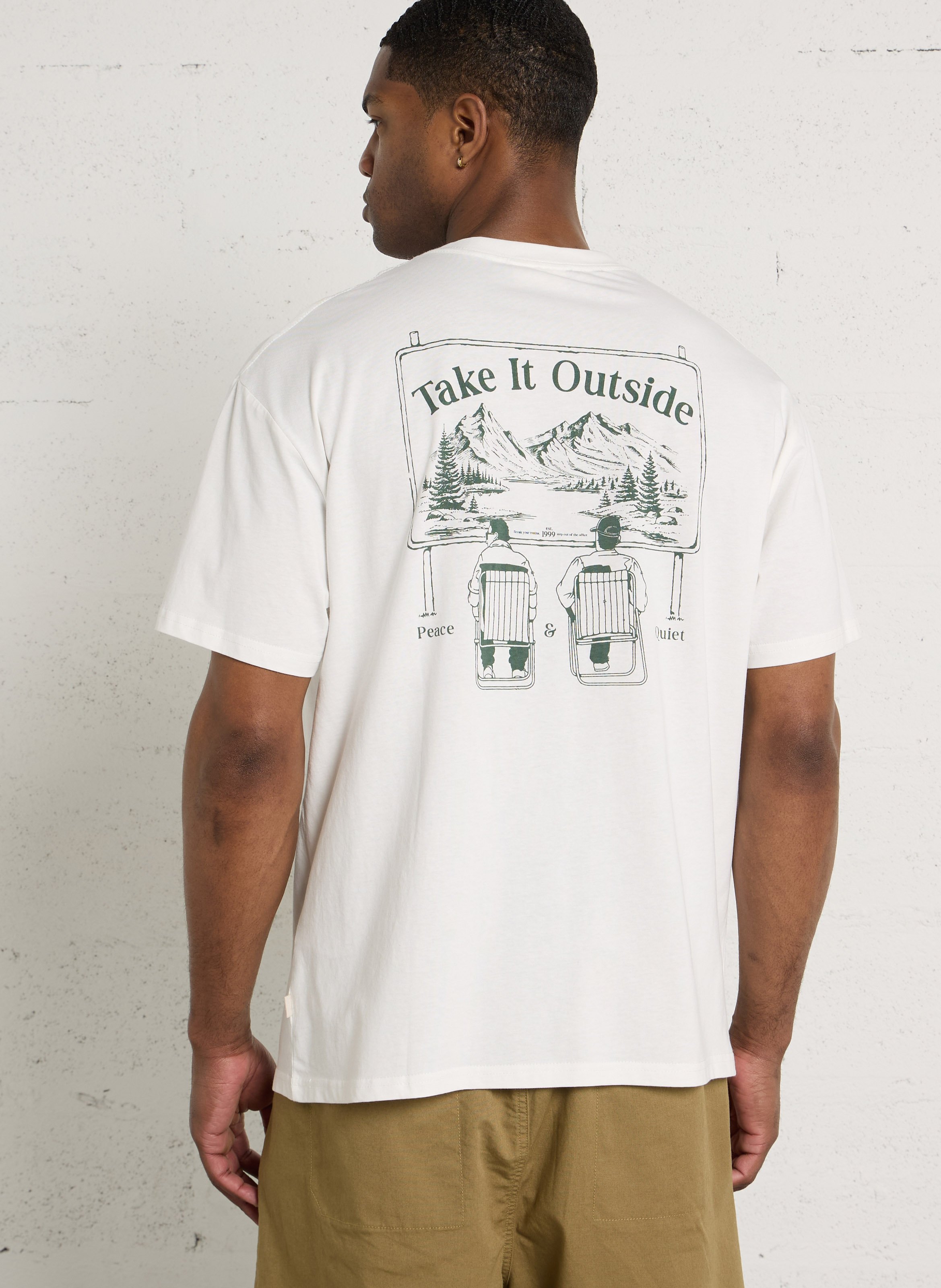 Oversized round neck t-shirt with print SOLID White