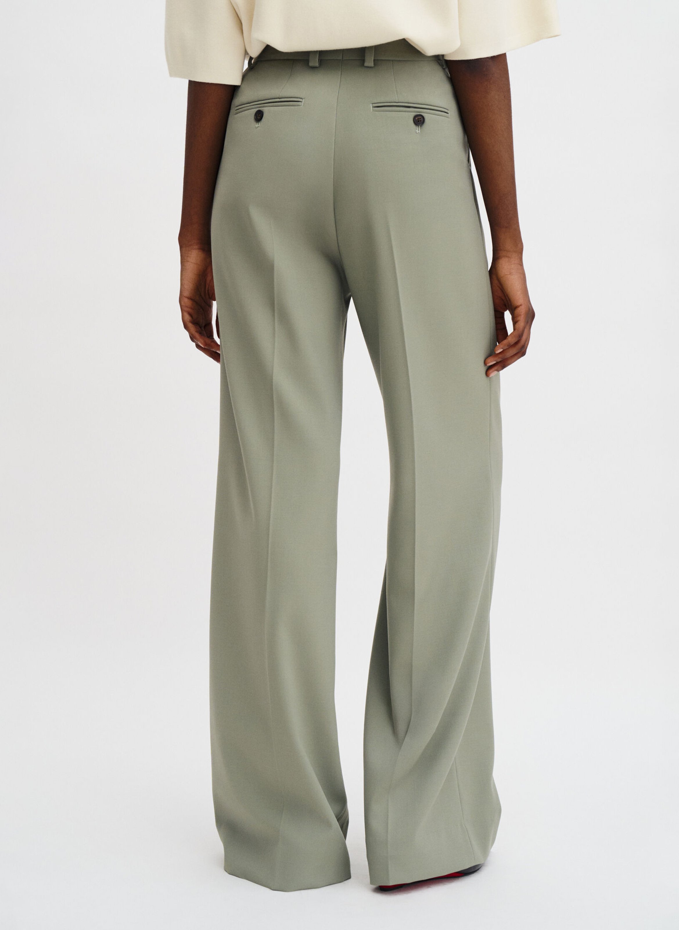 Tailored pleated trousers in plain color FILIPPA K Green
