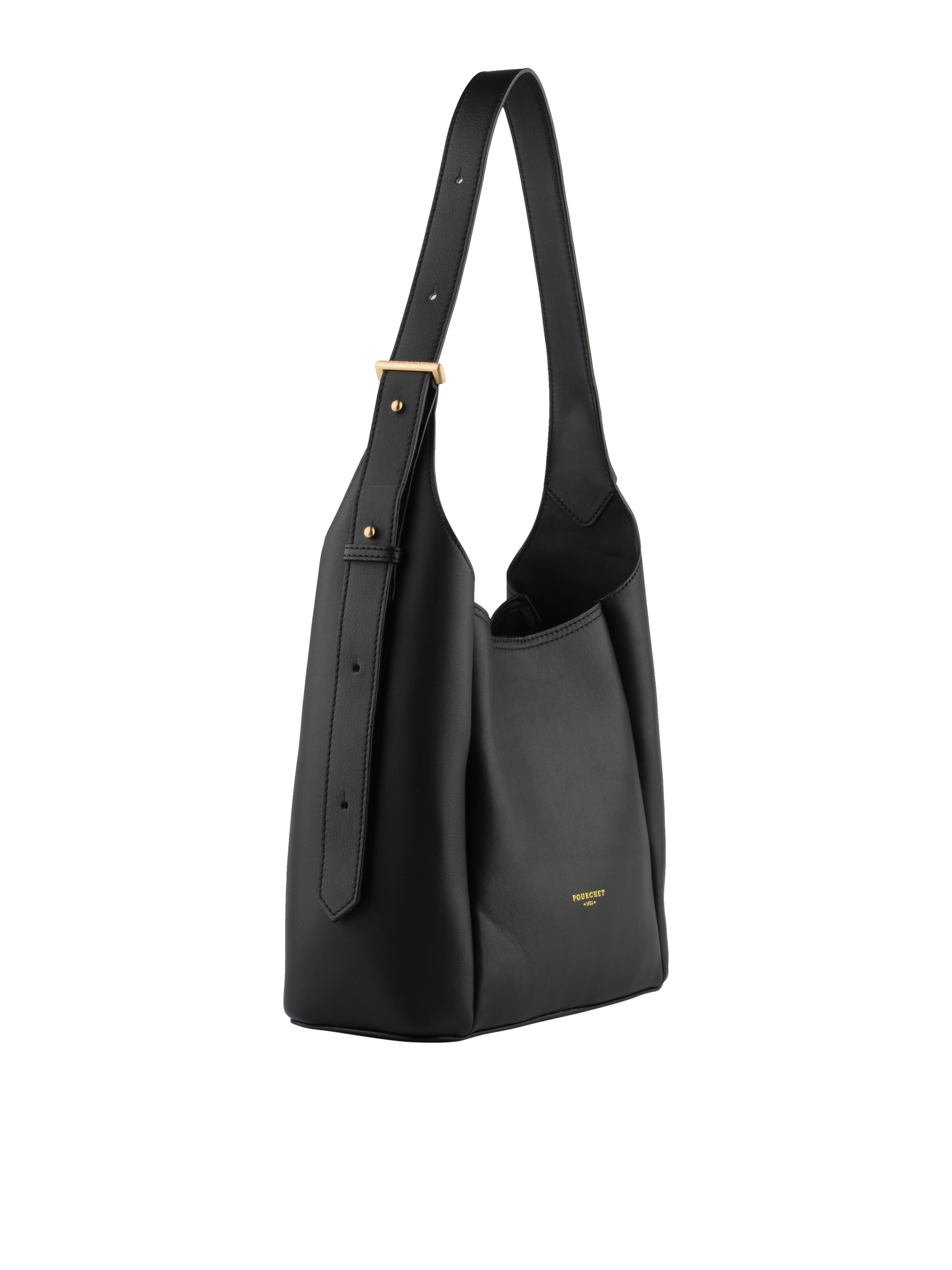 Sac porté épaule en cuir de vachette POURCHET Noir