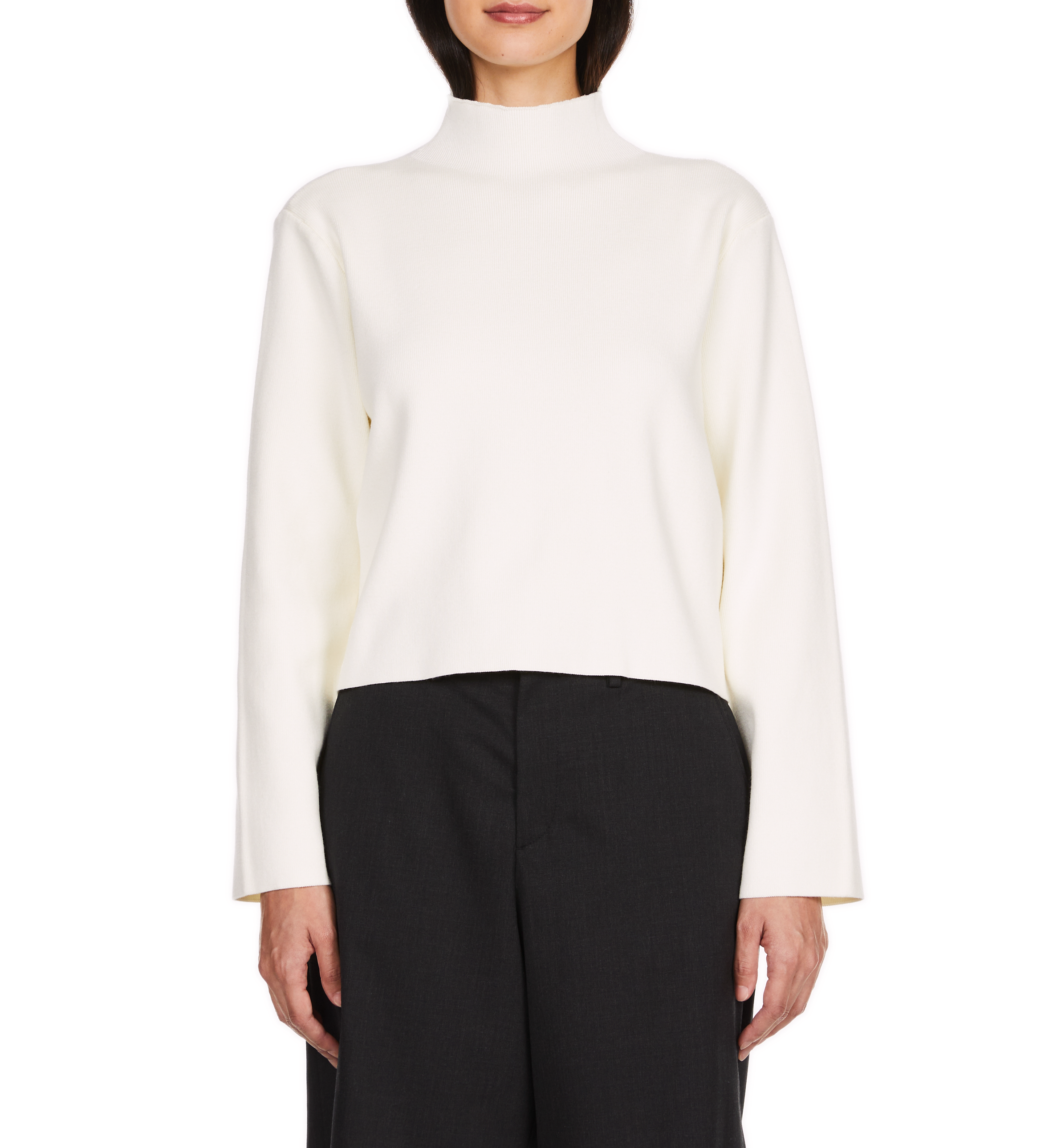 High neck cropped sweater SAISON 1865 White